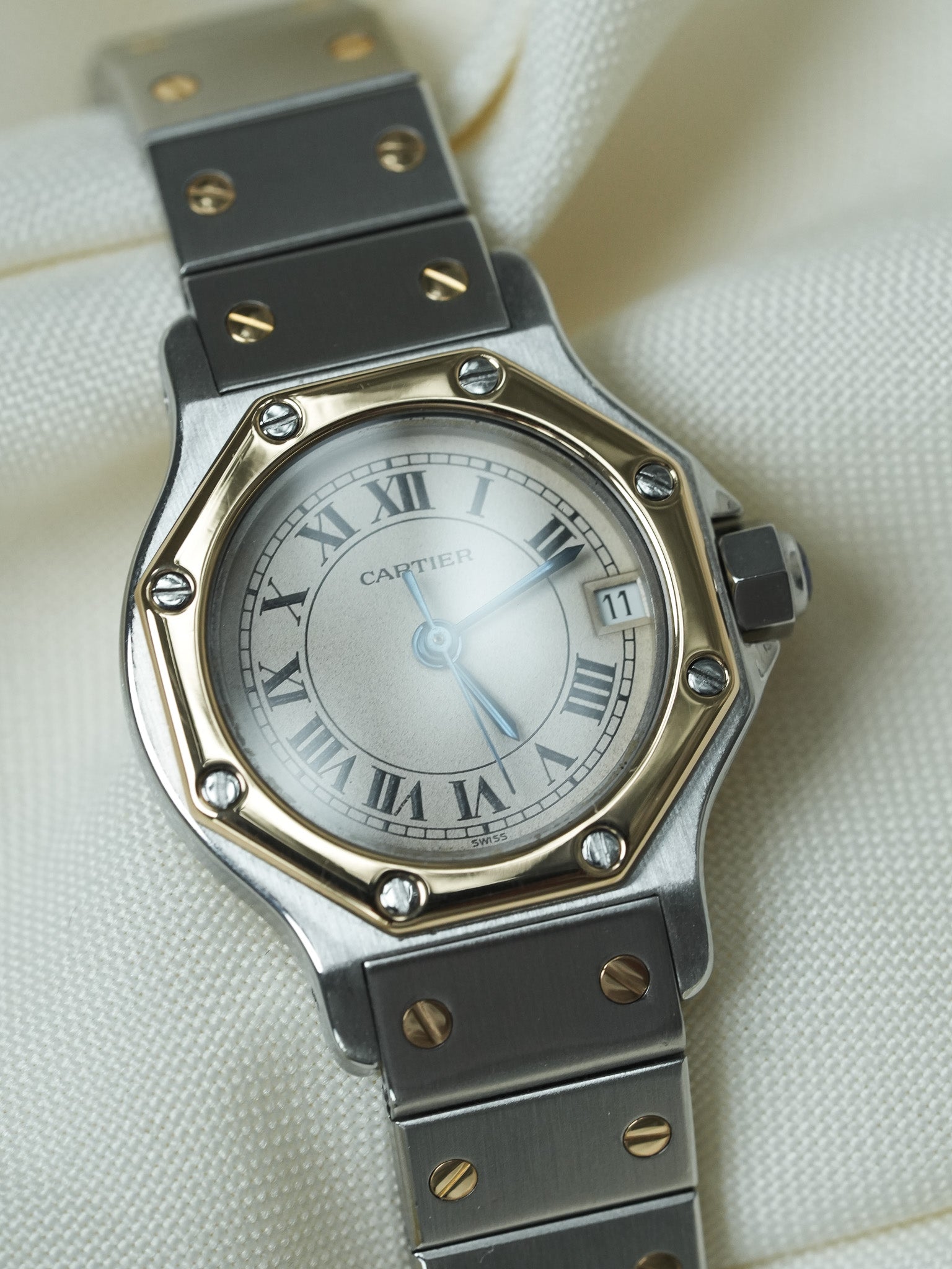 Montre Cartier Santos Vintage - Octogonale 24mm Acier Or Quartz Femme (Années 1990)