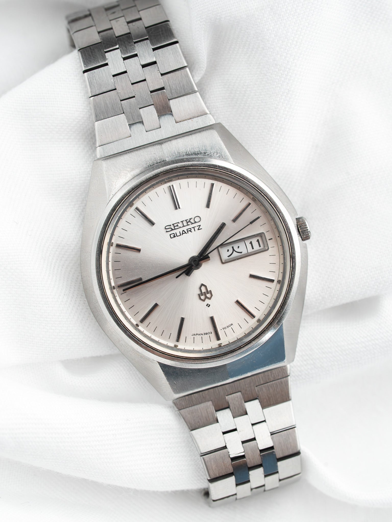Seiko Type II 3803-7020 Acier — Cadran Argent Jour Kanji (1982)