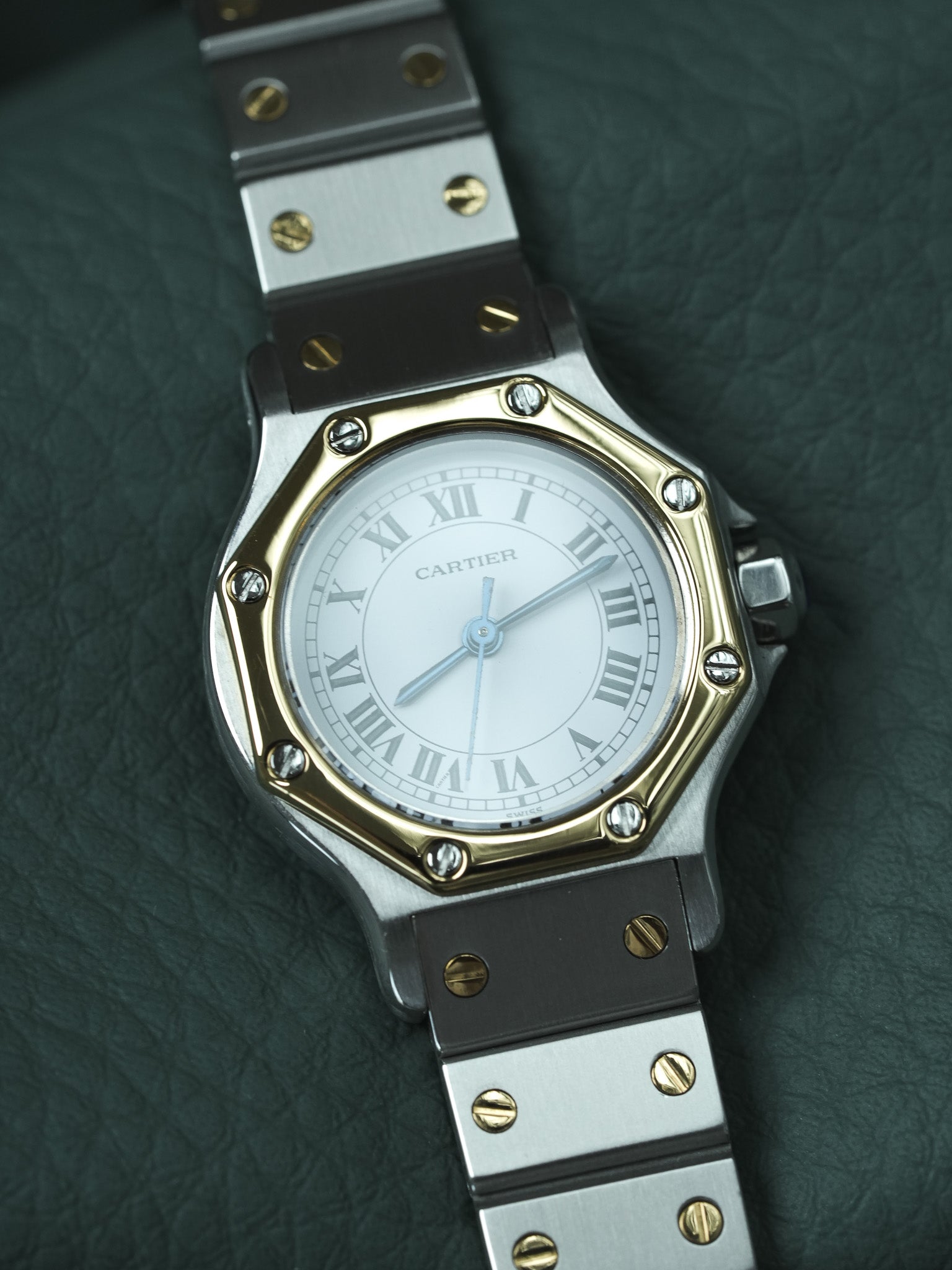 Montre Cartier Santos Vintage - Octogonale 24mm Acier Or Automatique Femme (Années 1980)