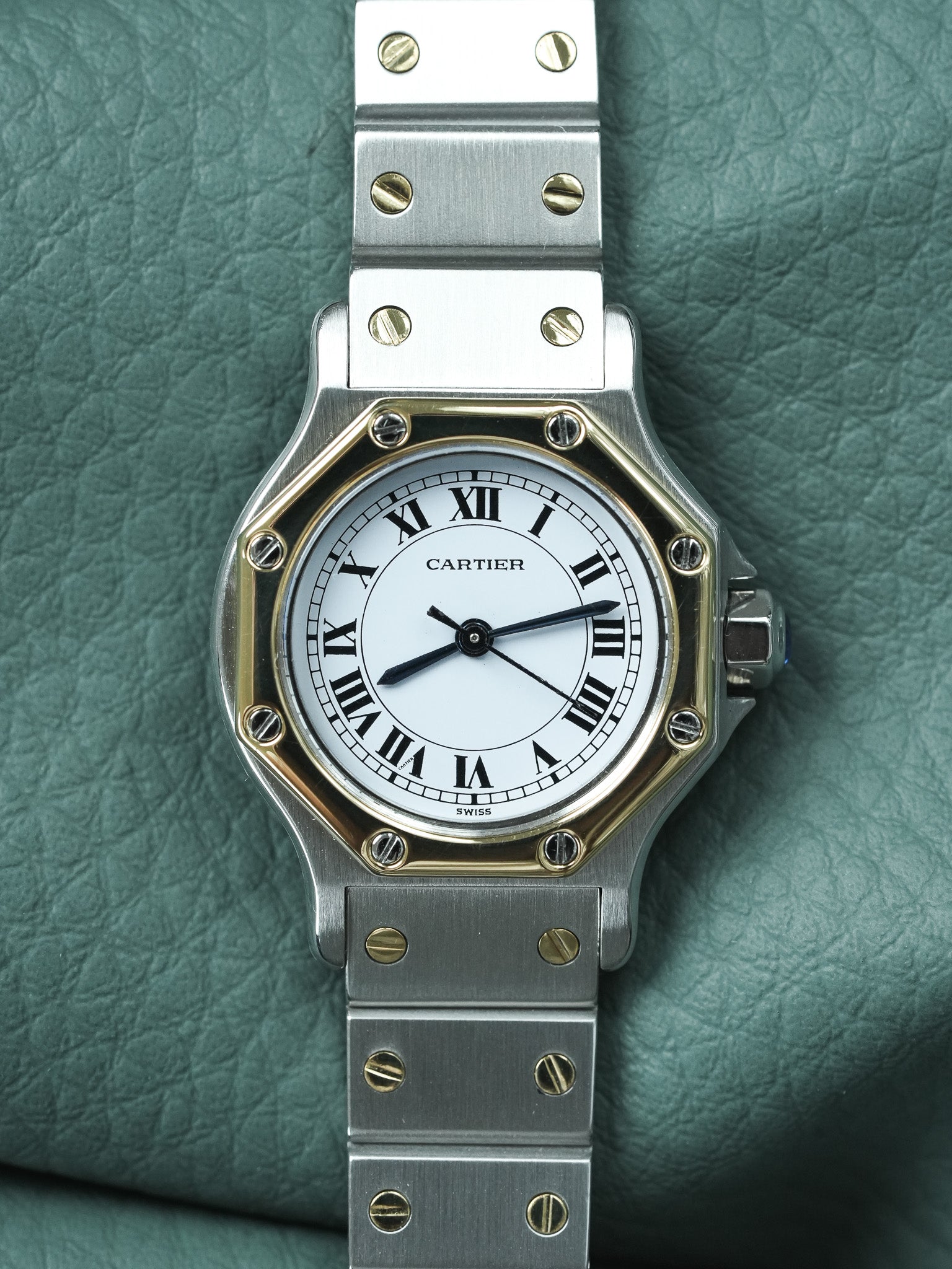 Montre Cartier Santos Vintage - Octogonale 24mm Acier Or Automatique Femme (Années 1980)