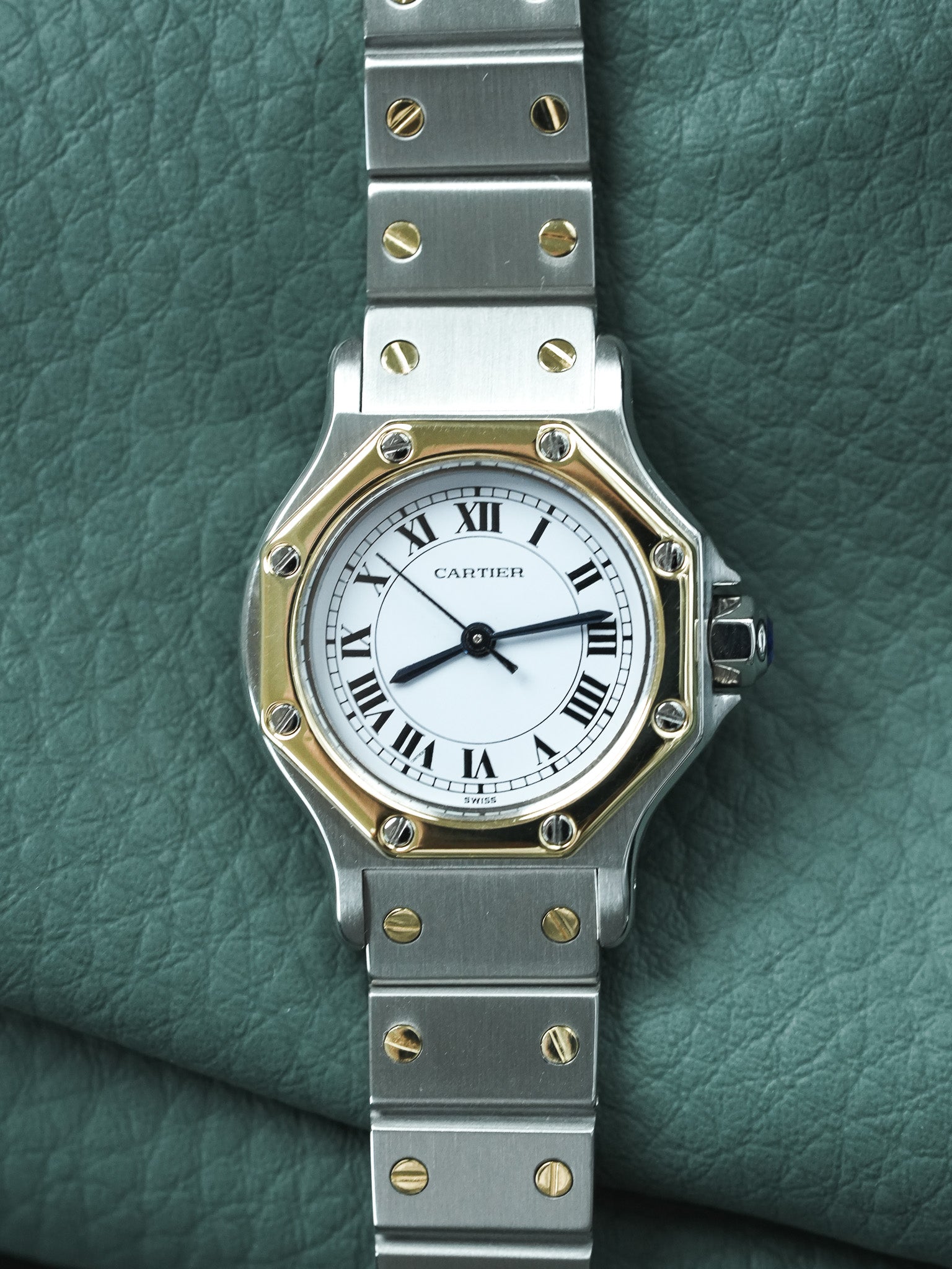 Montre Cartier Santos Vintage - Octogonale 24mm Acier Or Automatique Femme (Années 1980)
