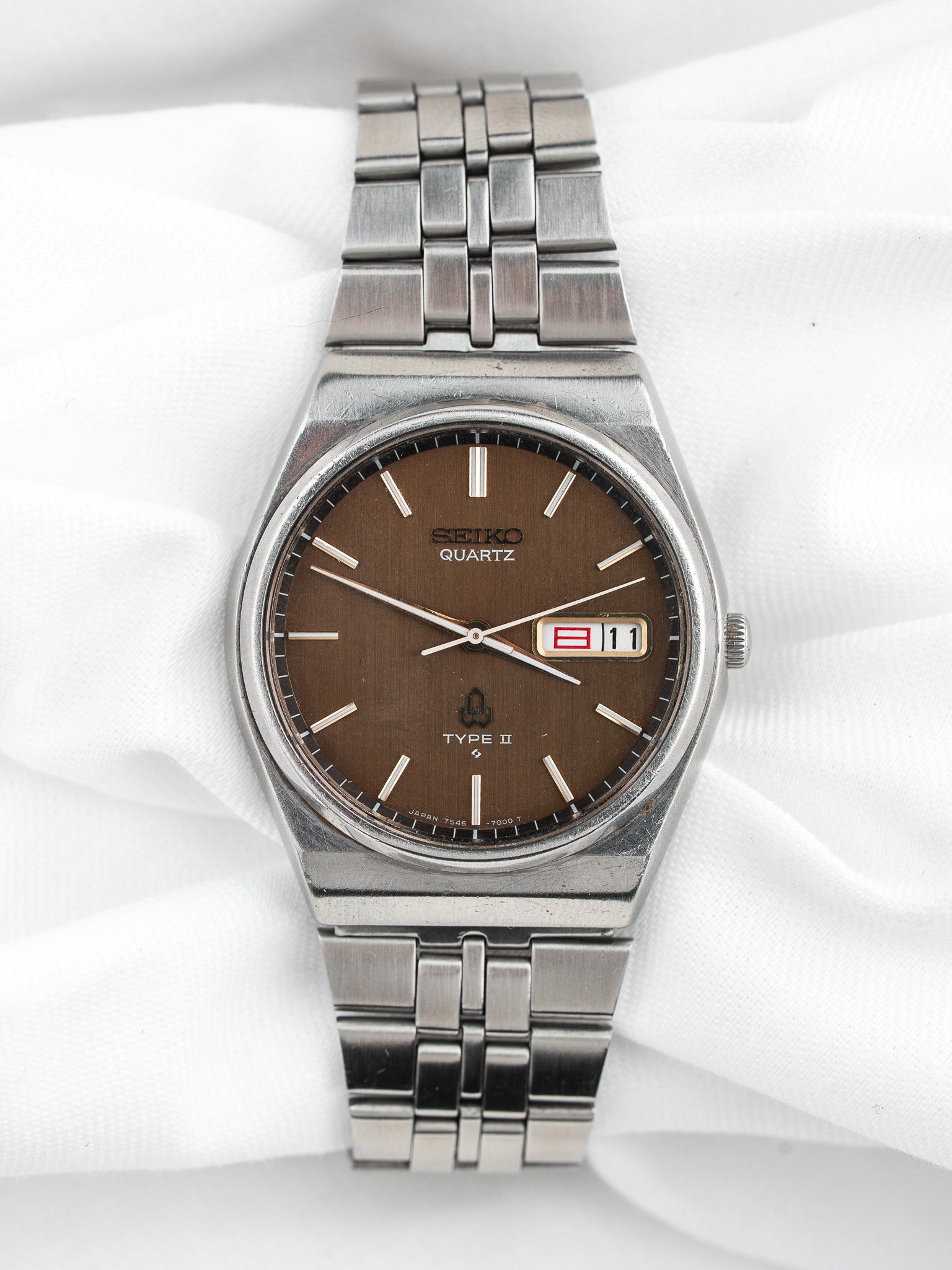 Montre Seiko Type II 7546-7000 — Cadran Chocolat Kanji (1977)