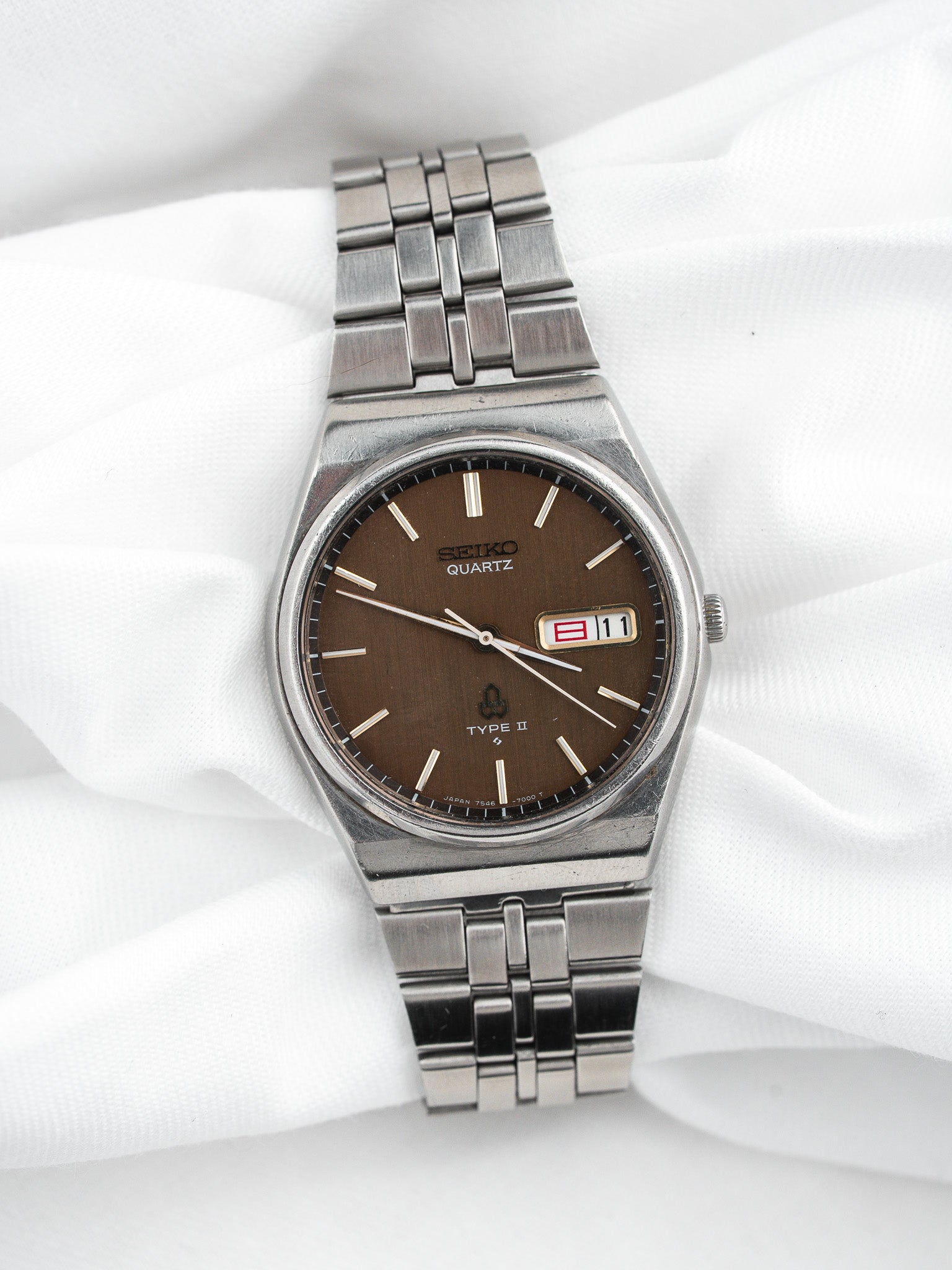 Montre Seiko Type II 7546-7000 — Cadran Chocolat Kanji (1977)