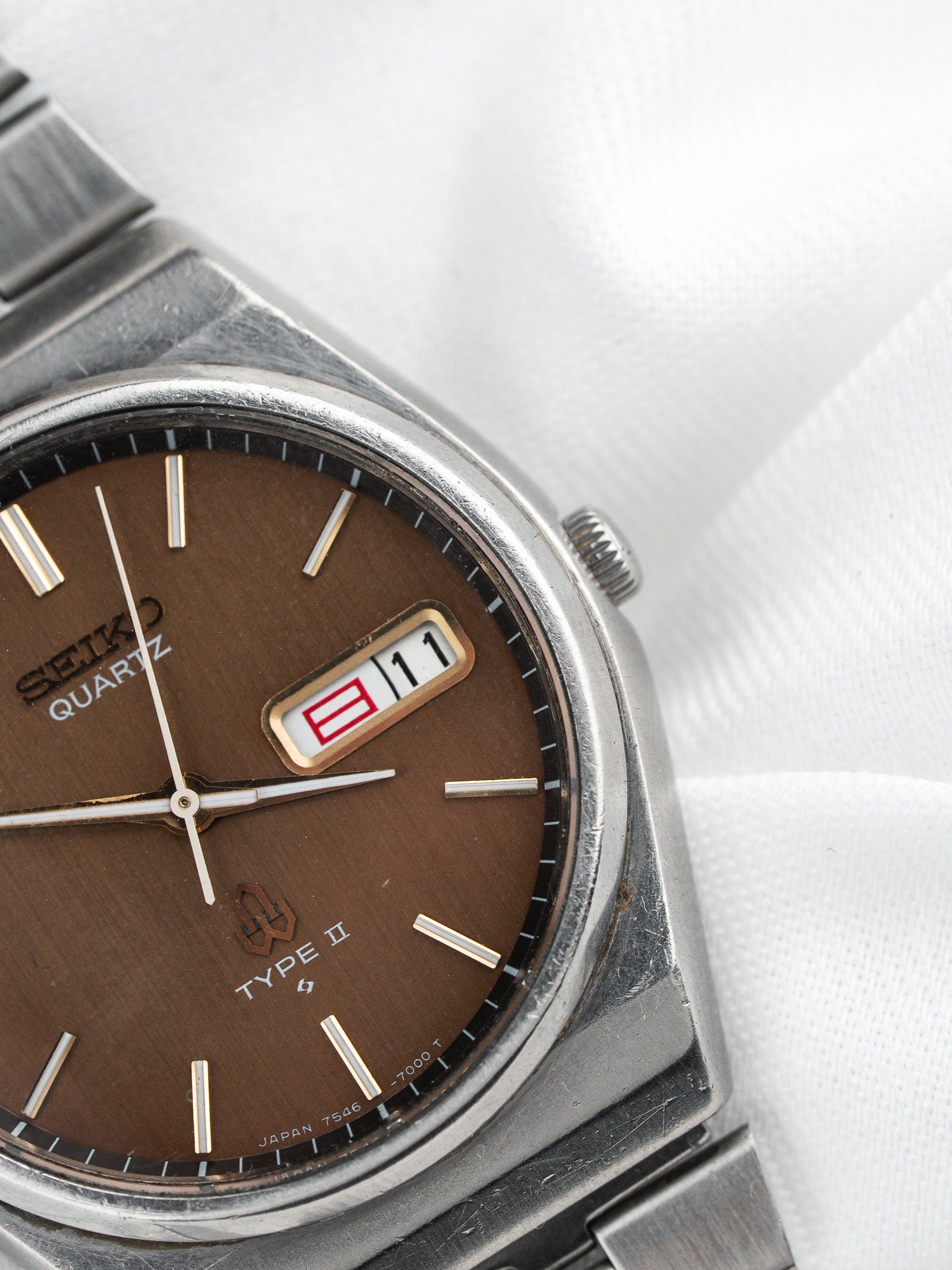 Montre Seiko Type II 7546-7000 — Cadran Chocolat Kanji (1977)