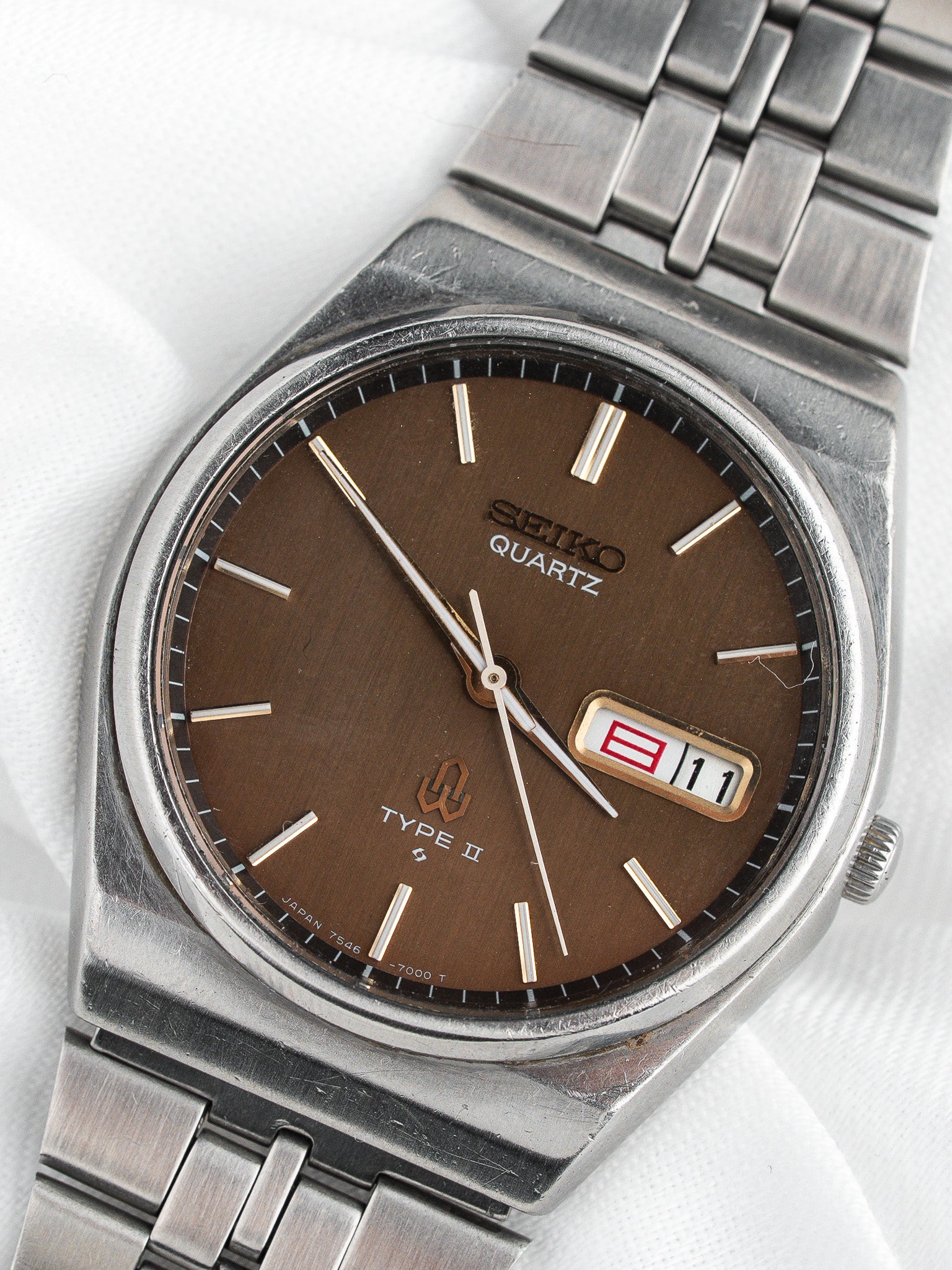 Montre Seiko Type II 7546-7000 — Cadran Chocolat Kanji (1977)
