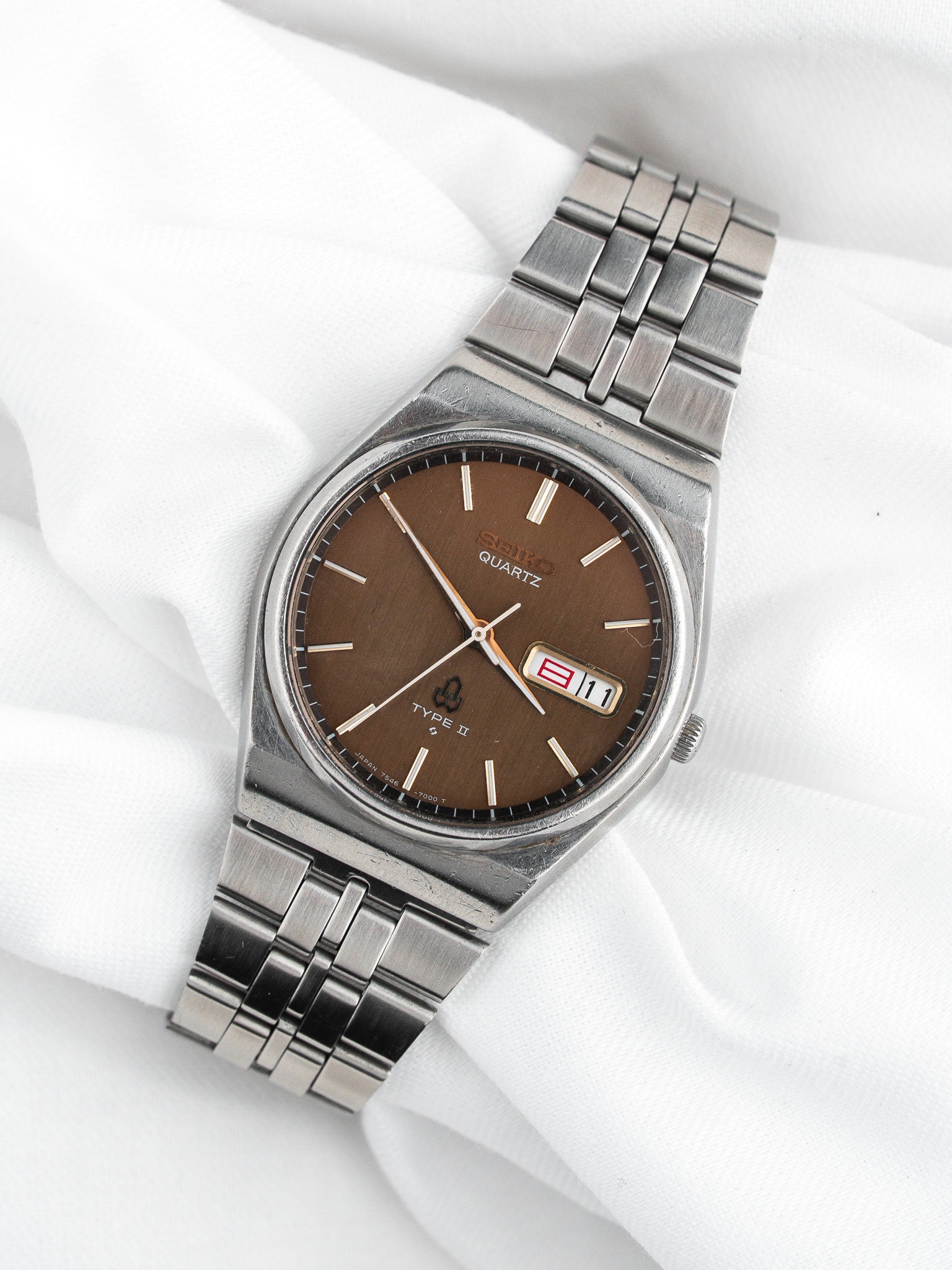 Montre Seiko Type II 7546-7000 — Cadran Chocolat Kanji (1977)