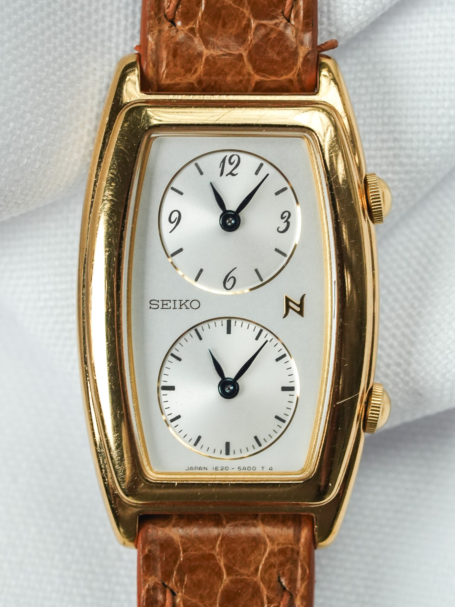 Винтажные часы Seiko - Tank "Dual Time" с позолотой (1995)