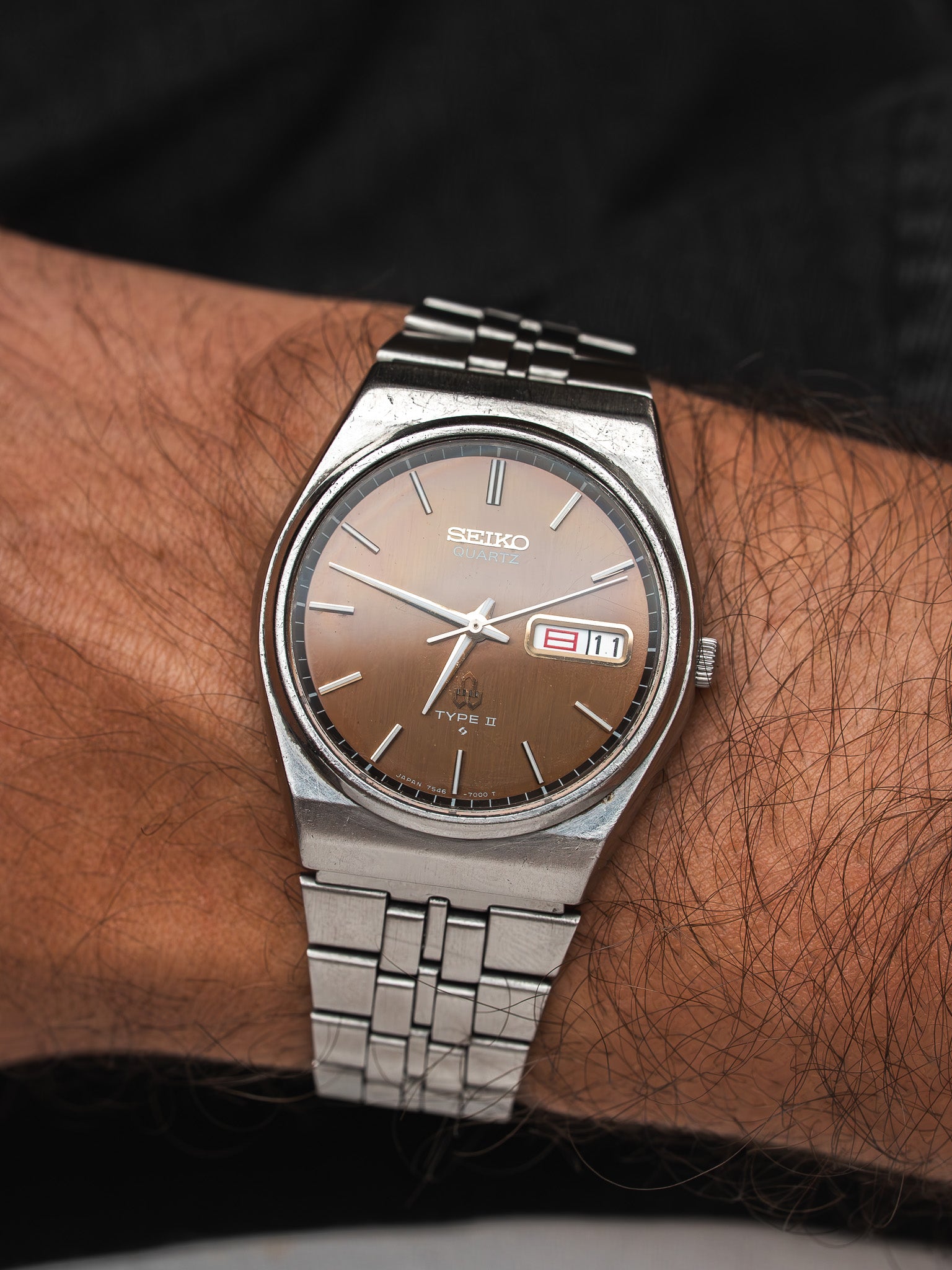 Montre Seiko Type II 7546-7000 — Cadran Chocolat Kanji (1977)