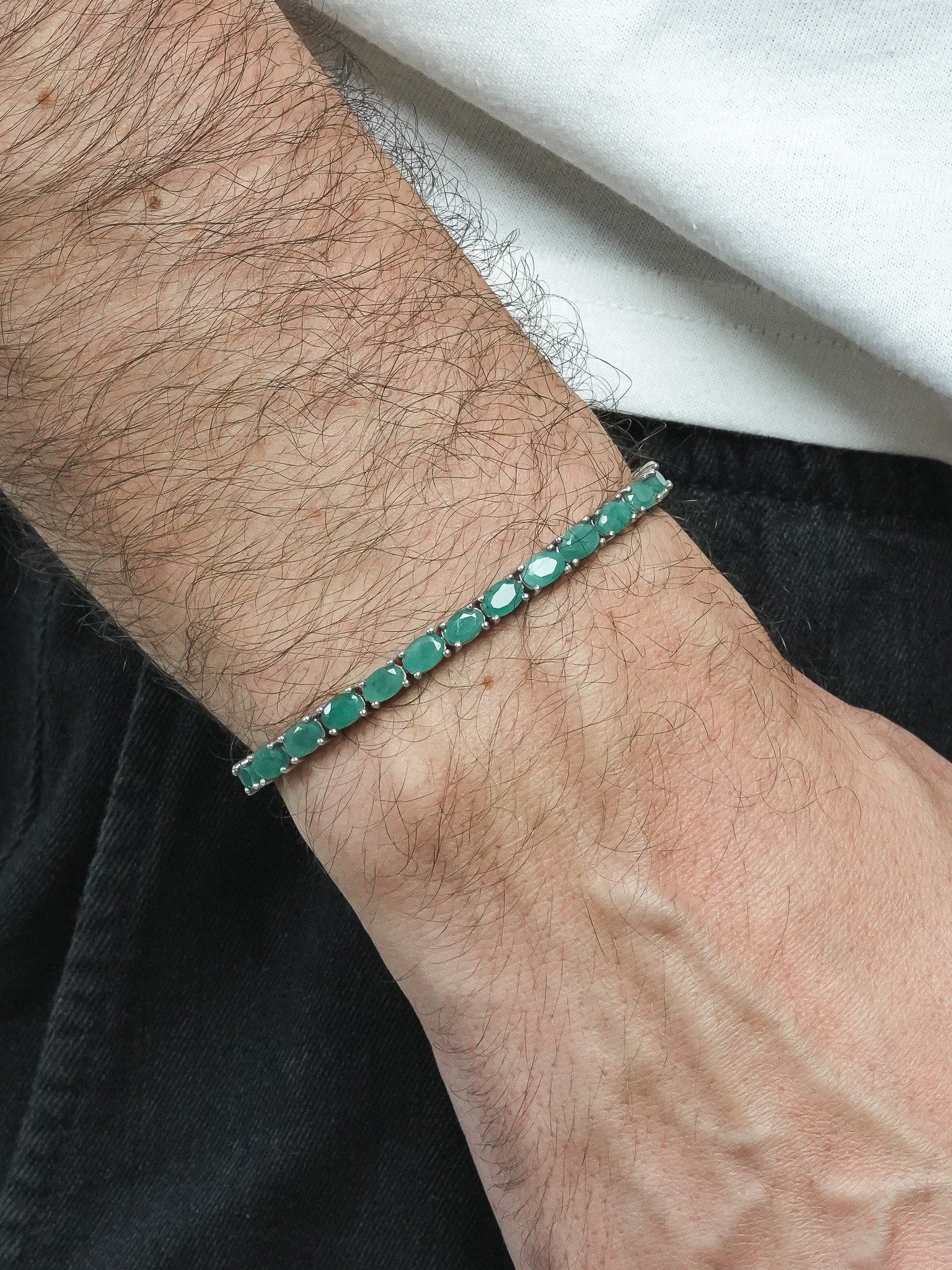 Bracelet Tennis Isarn Argent 925 & Emeraude - Moyen Modèle - Atelier Victor
