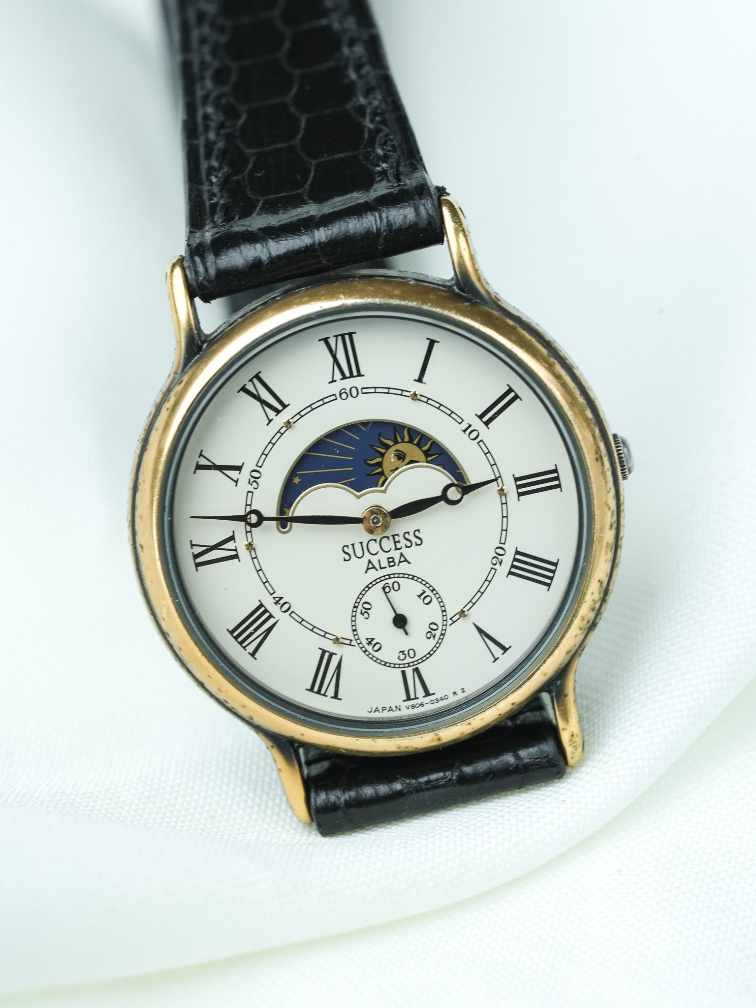 Montre Alba (Seiko) Vintage - Phase de lune Patine Ancien (1982) - Atelier Victor