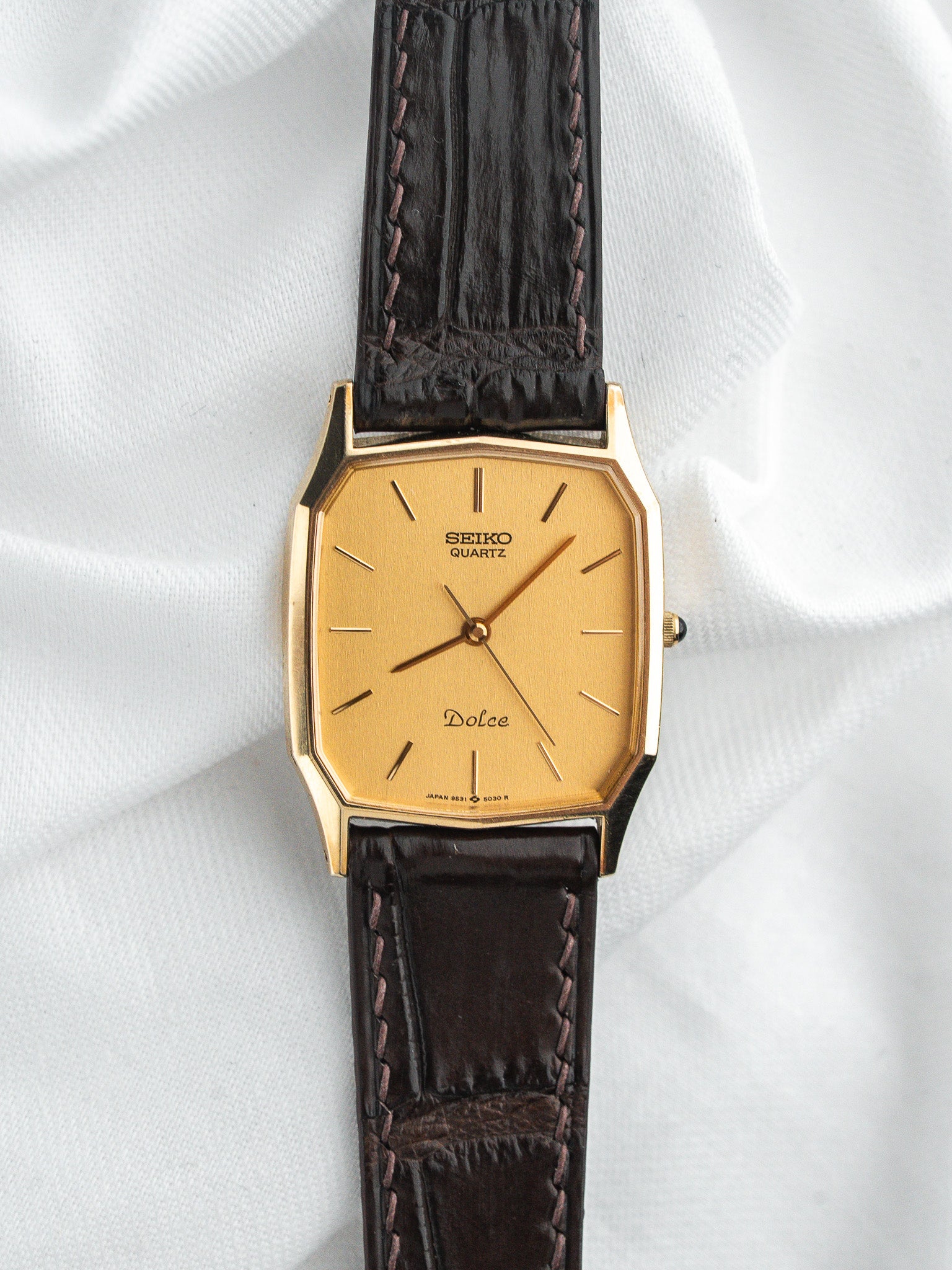 Seiko Vintage Dolce Watch 9531-5030 — Tonneau placcato oro (1988)