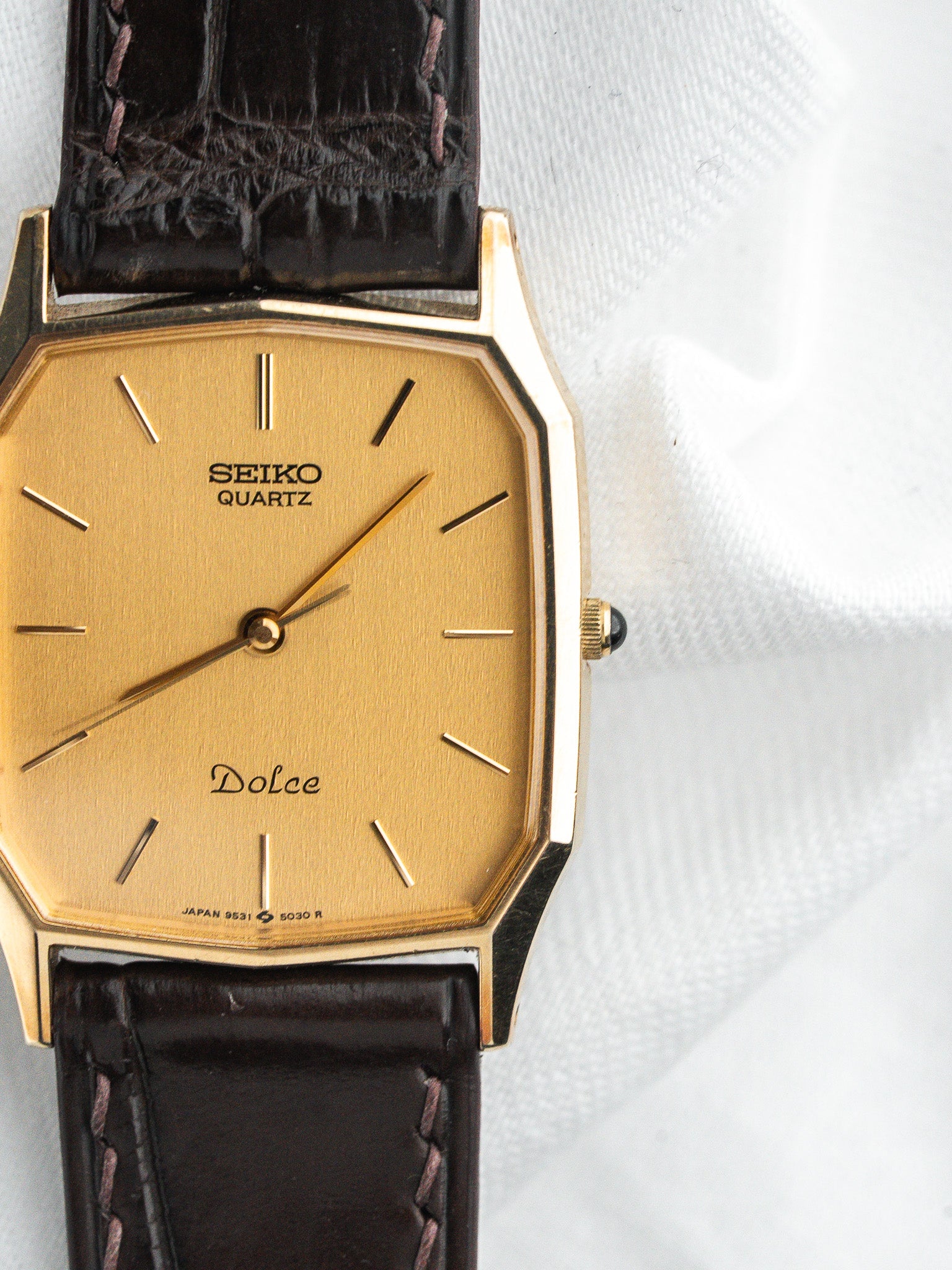 Seiko Vintage Dolce Watch 9531-5030 — Tonneau placcato oro (1988)