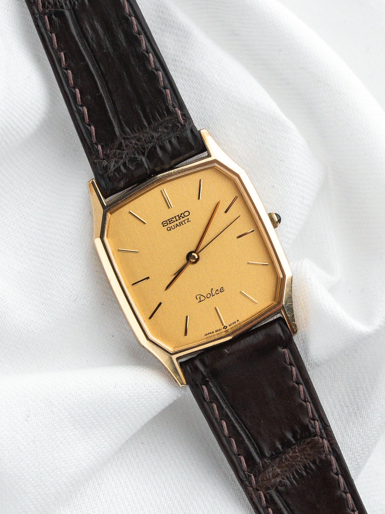 Seiko Vintage Dolce Watch 9531-5030 — Tonneau placcato oro (1988)