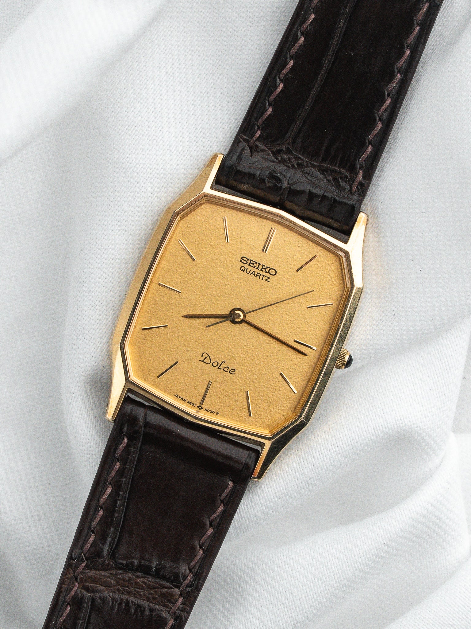 Seiko Vintage Dolce Watch 9531-5030 — Tonneau placcato oro (1988)