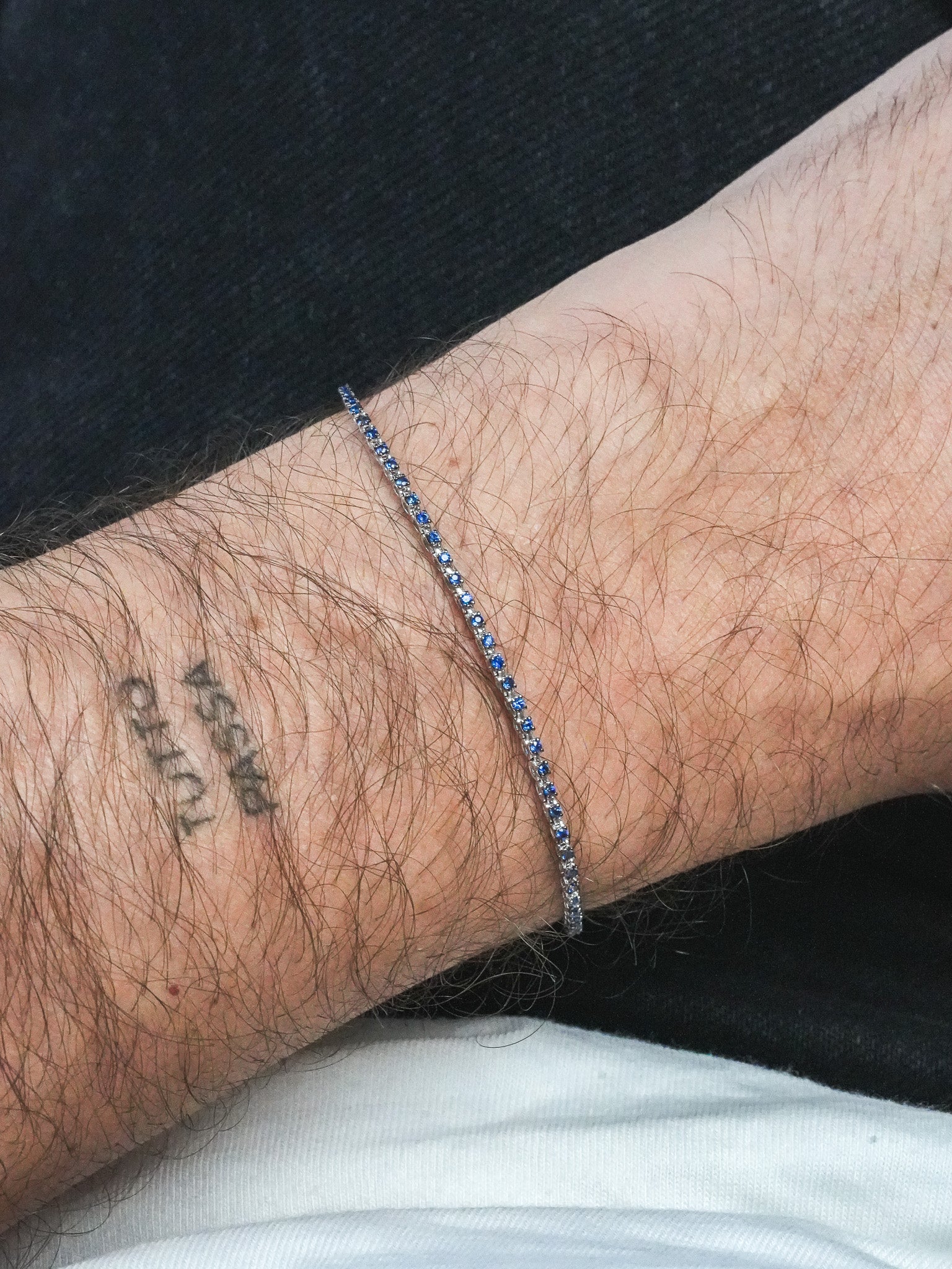 Pulsera Tennis Marcel - Zafiro y Oro Blanco - Modelo Pequeño