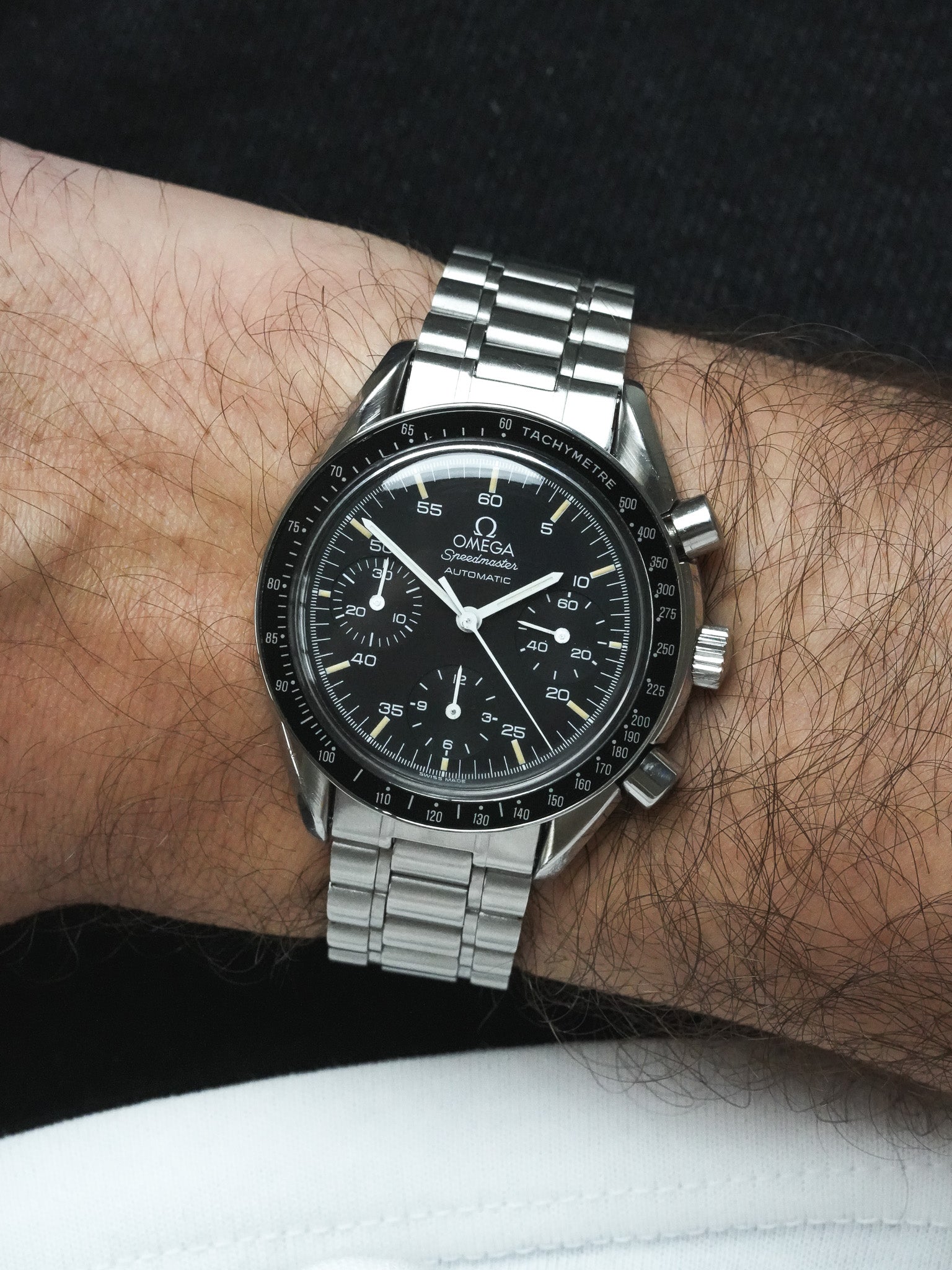 Montre Omega Speedmaster Reduced 3510.50 - Acier Brossé Index Tritium (Vintage 1991) - Atelier Victor