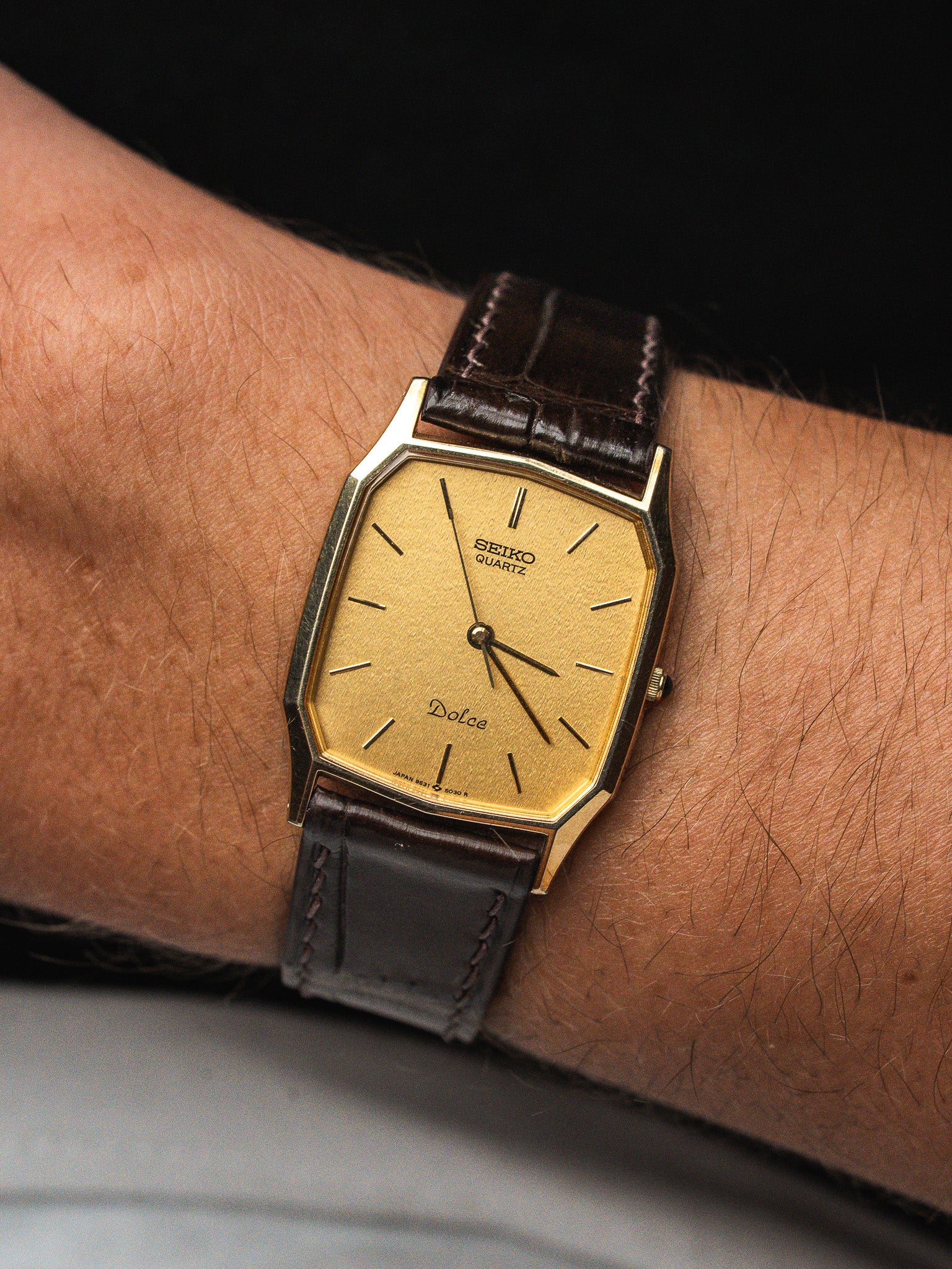 Seiko Vintage Dolce Watch 9531-5030 — Tonneau placcato oro (1988)