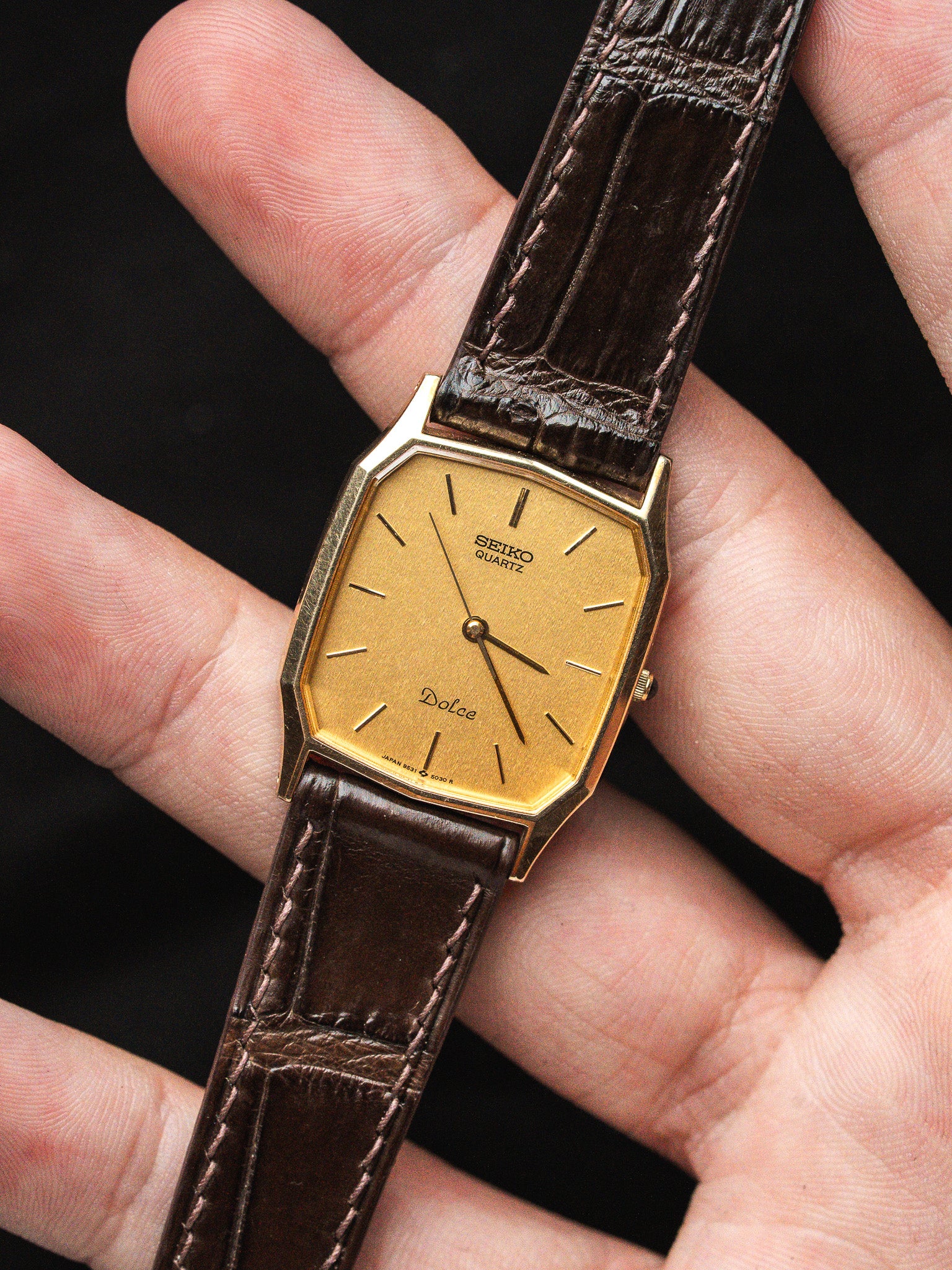 Seiko Vintage Dolce Watch 9531-5030 — Tonneau placcato oro (1988)
