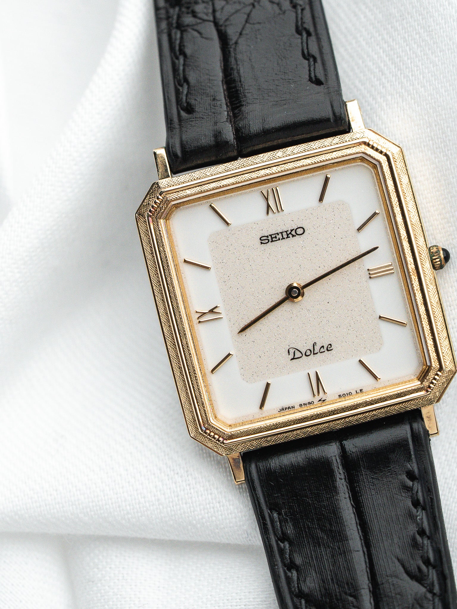 Montre Seiko Dolce 8N40-5010 — Plaquée Or Lunette Florentine (1988)