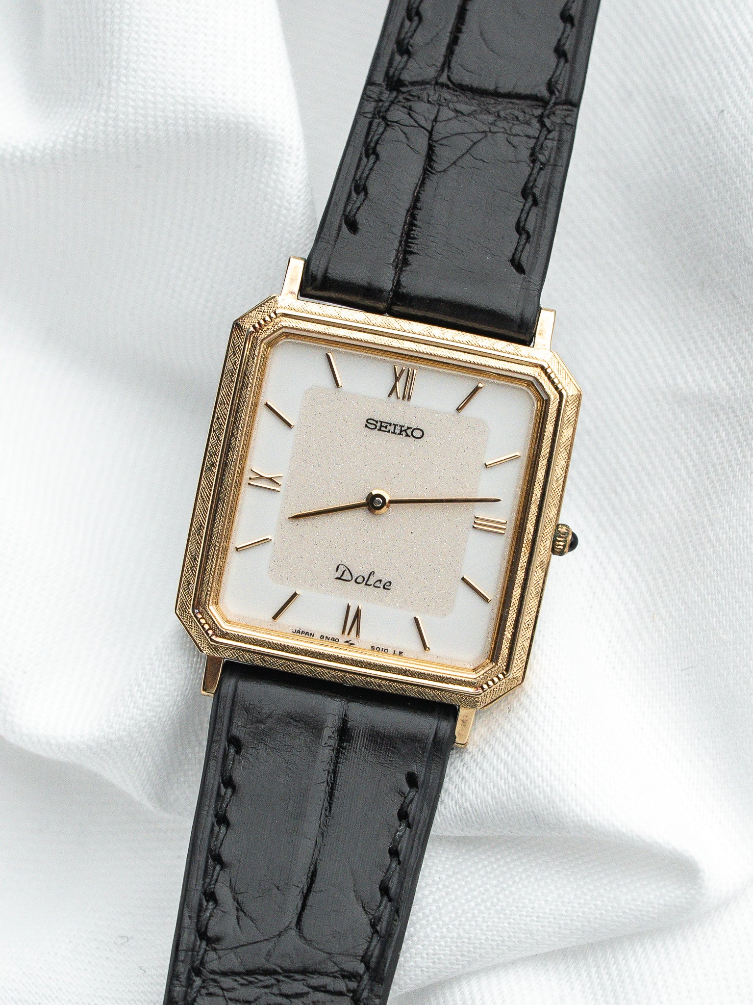 Montre Seiko Dolce 8N40-5010 — Plaquée Or Lunette Florentine (1988)