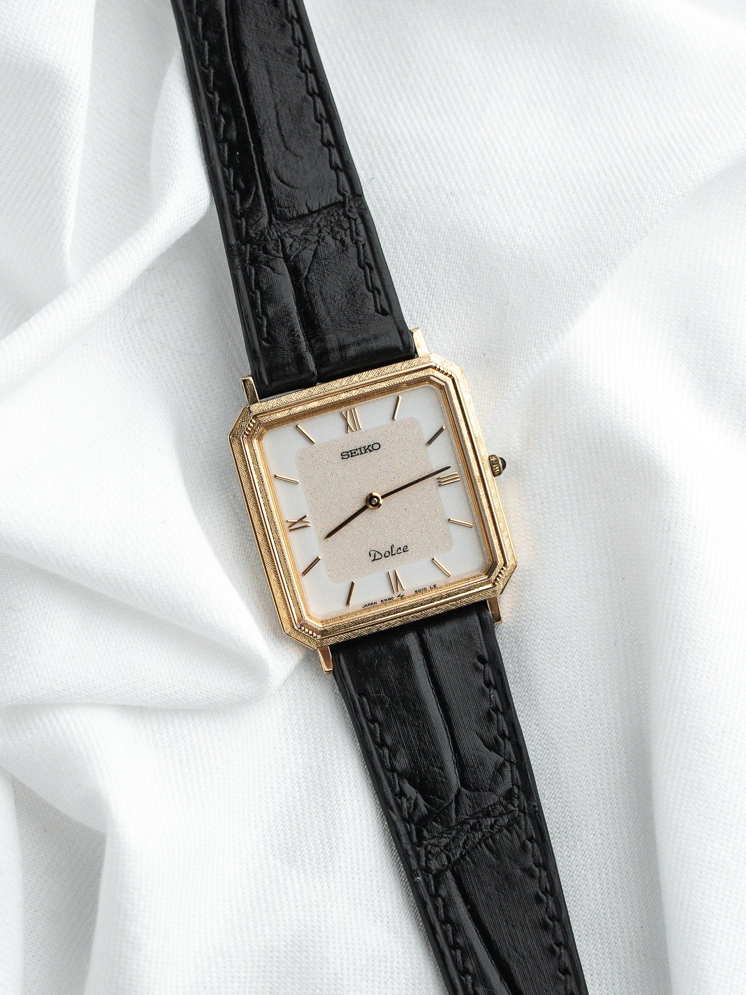 Montre Seiko Dolce 8N40-5010 — Plaquée Or Lunette Florentine (1988)