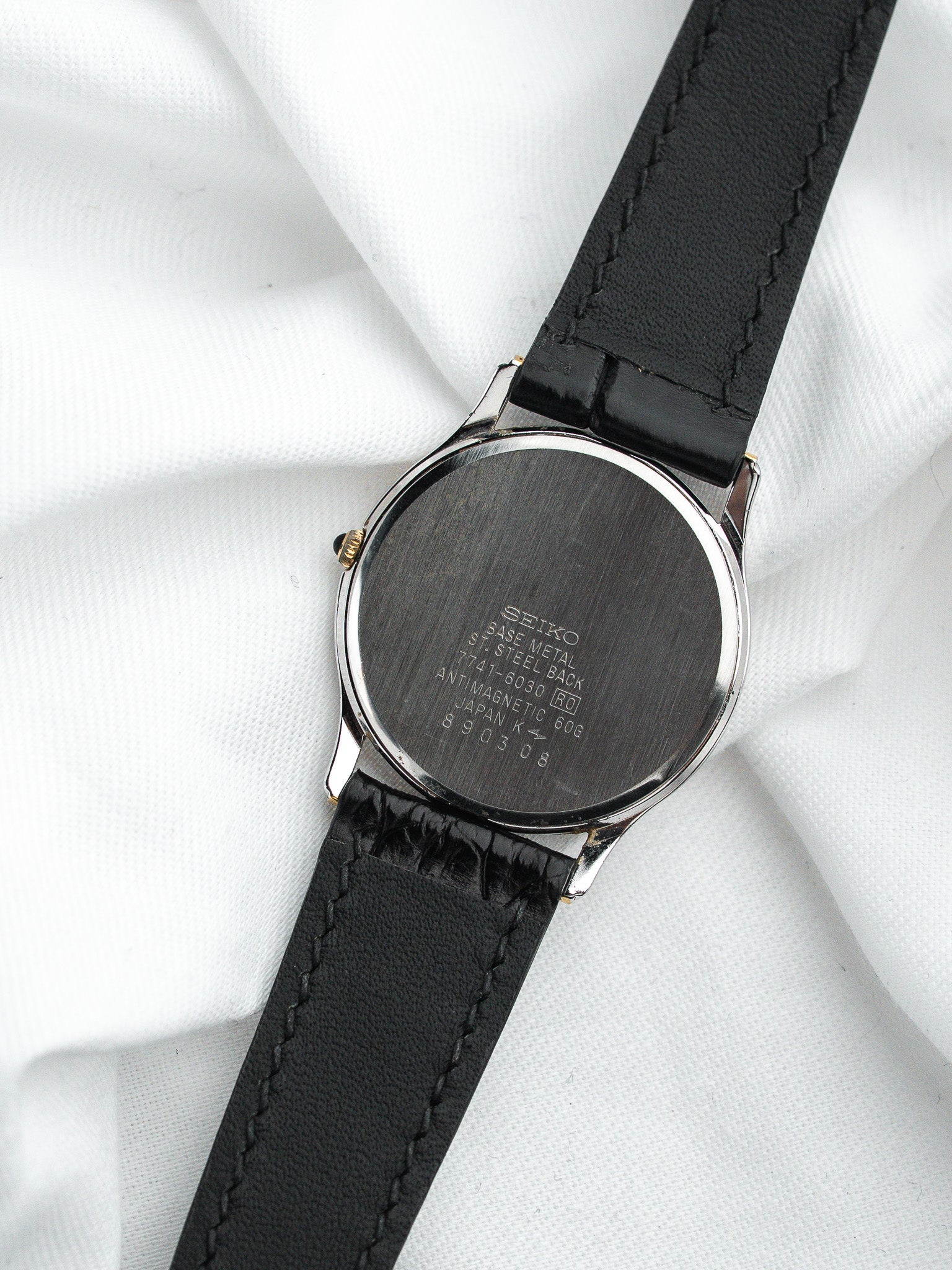 Seiko Dolce 7741-6030 Acier — Cadran Bi-ton Chiffres Romains (1988)