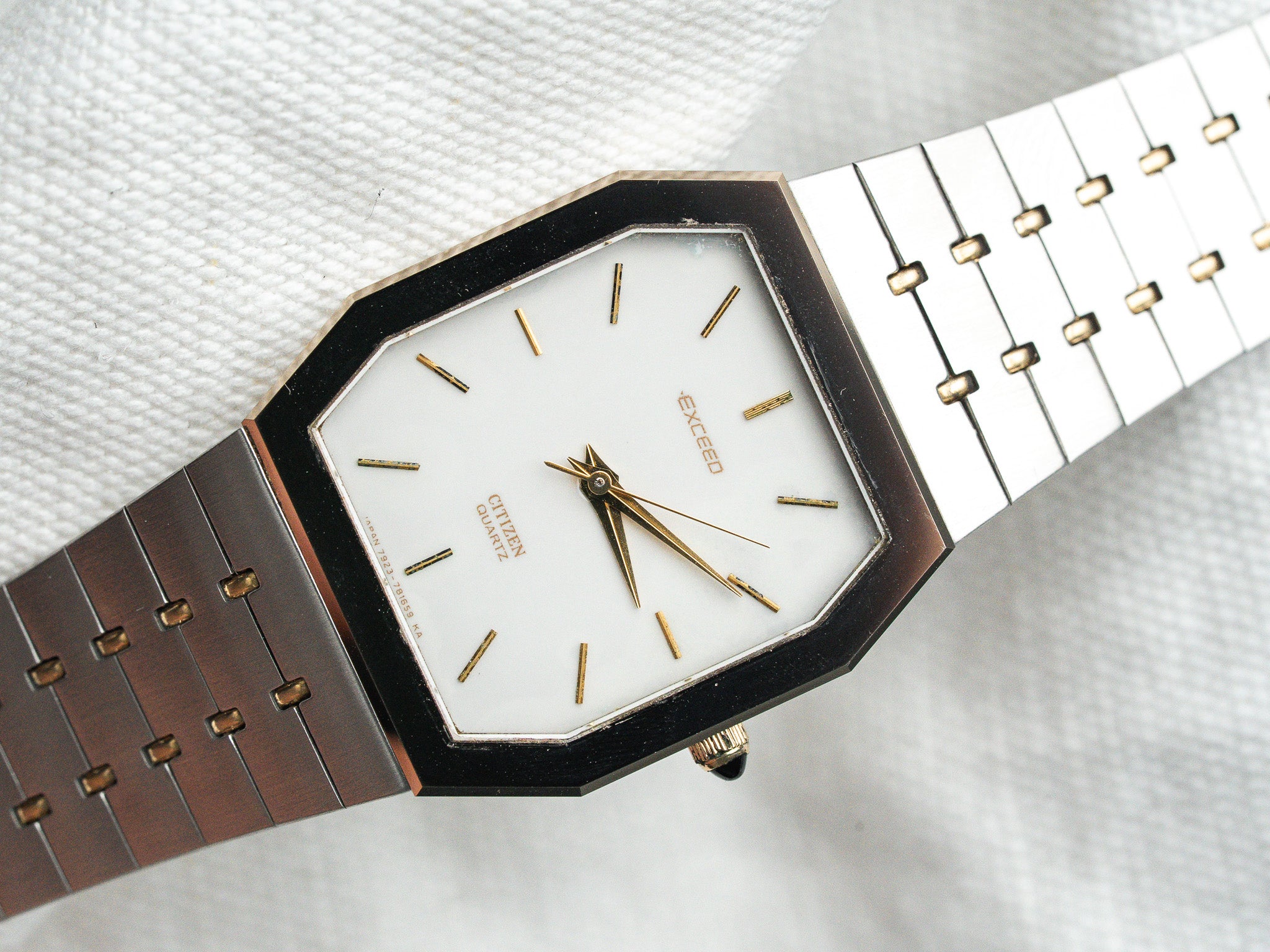 Montre Citizen Exceed Vintage - Acier Or Octogonale Allongée (1991)
