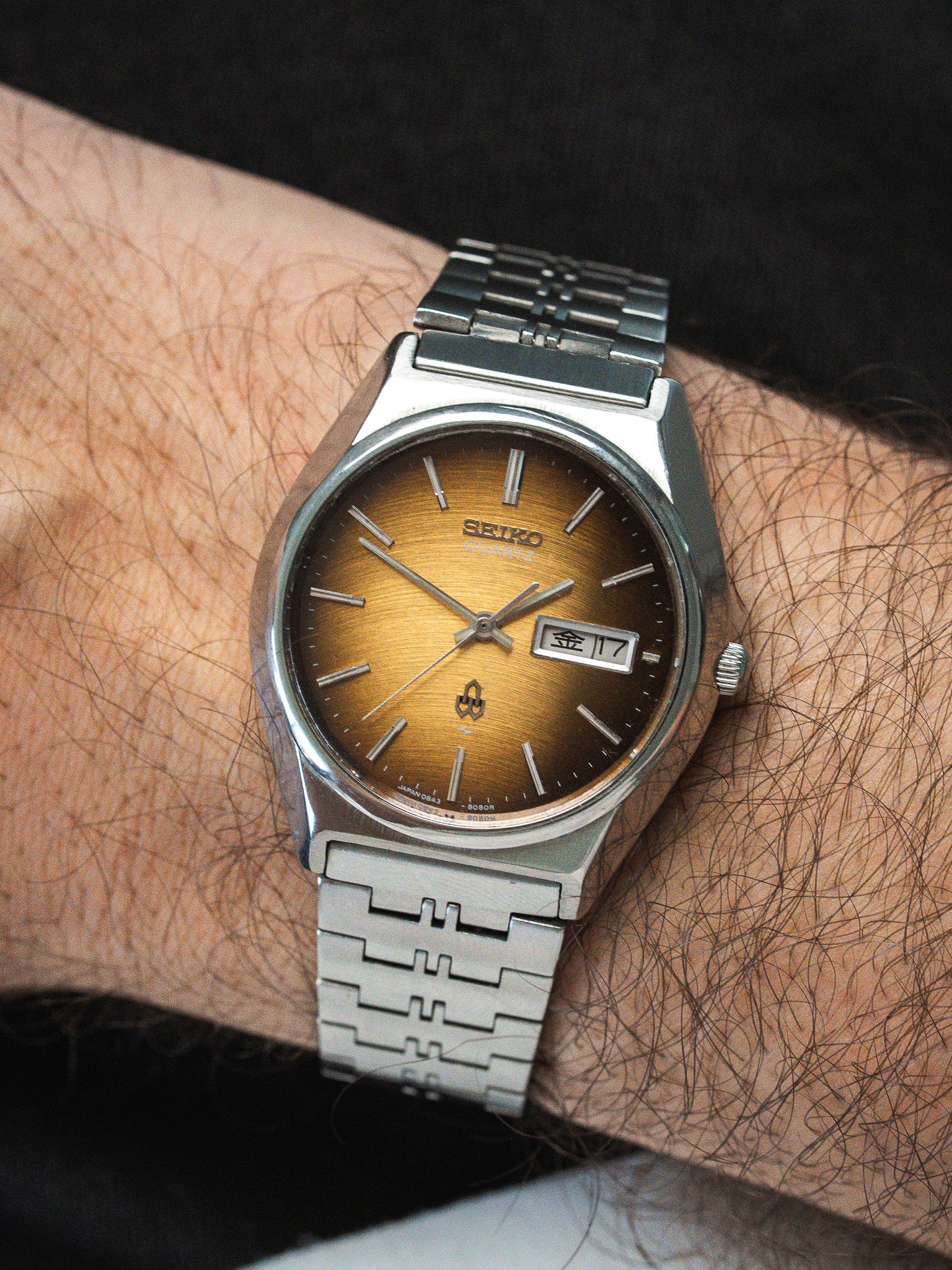 Montre Seiko Quartz Vintage 0843-8080 — Cadran Fumé JDM (1976)