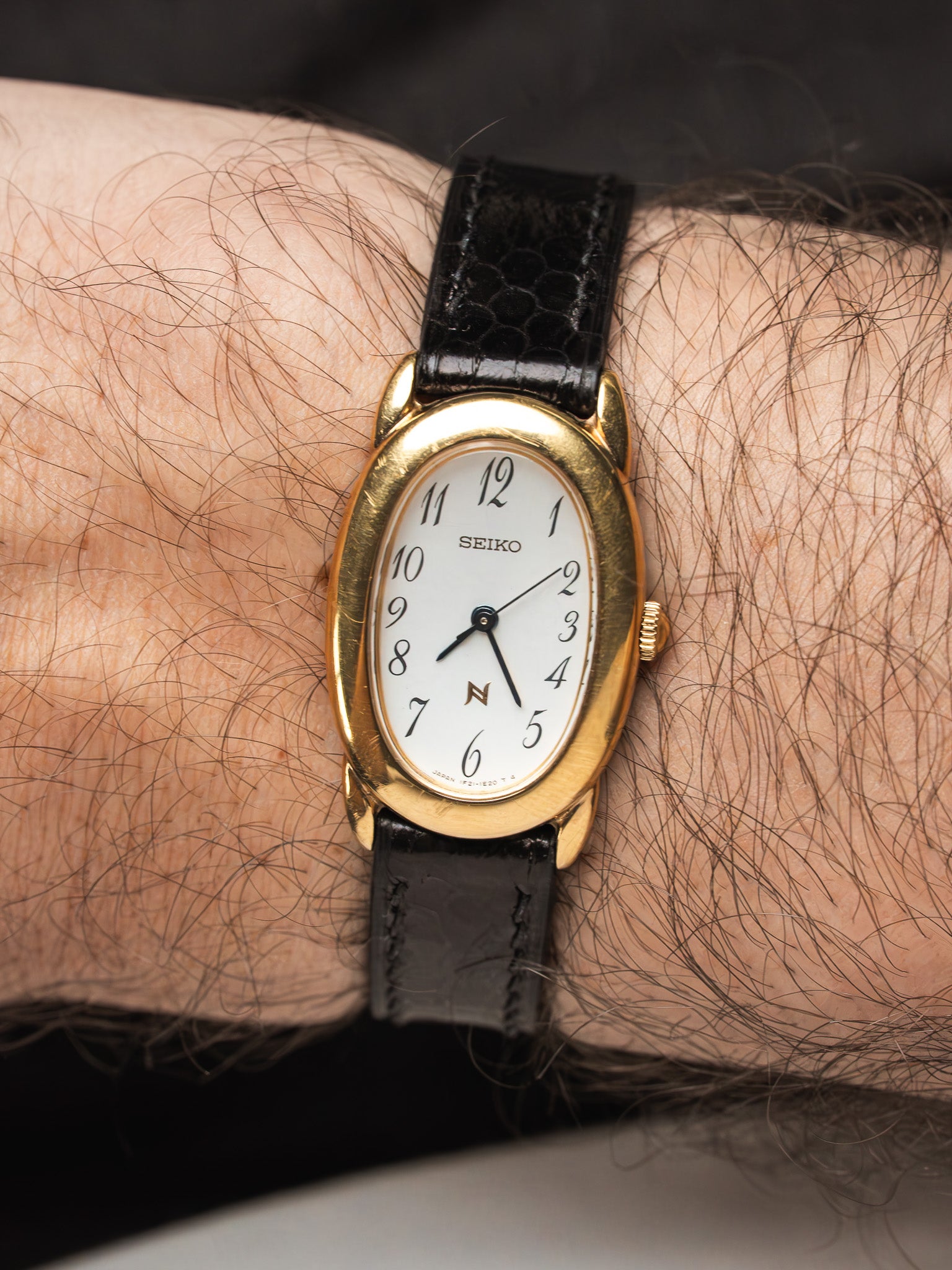 Montre Seiko Vintage Baignoire Plaqué Or — Cadran Blanc Chiffres Breguet (2001)