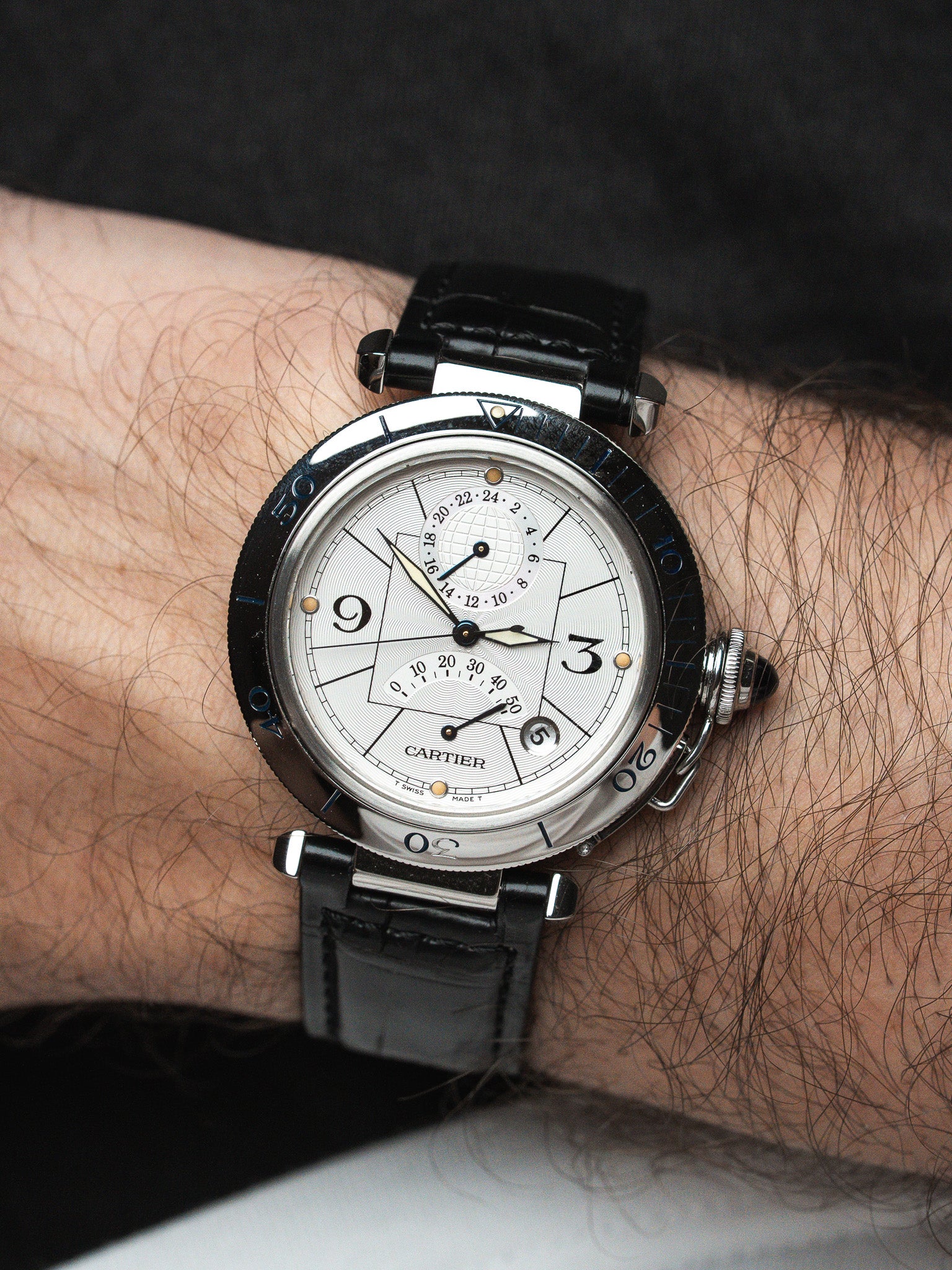 ساعة Cartier Pasha Power Reserve 2388 — ستانلس ستيل 39 مم Full Set (1999)
