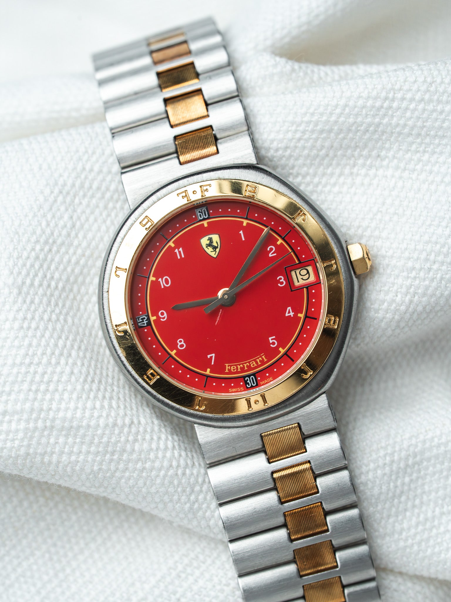 Vintage Ferrari Formula by Cartier Two-Tone — Red Dial (1980s)