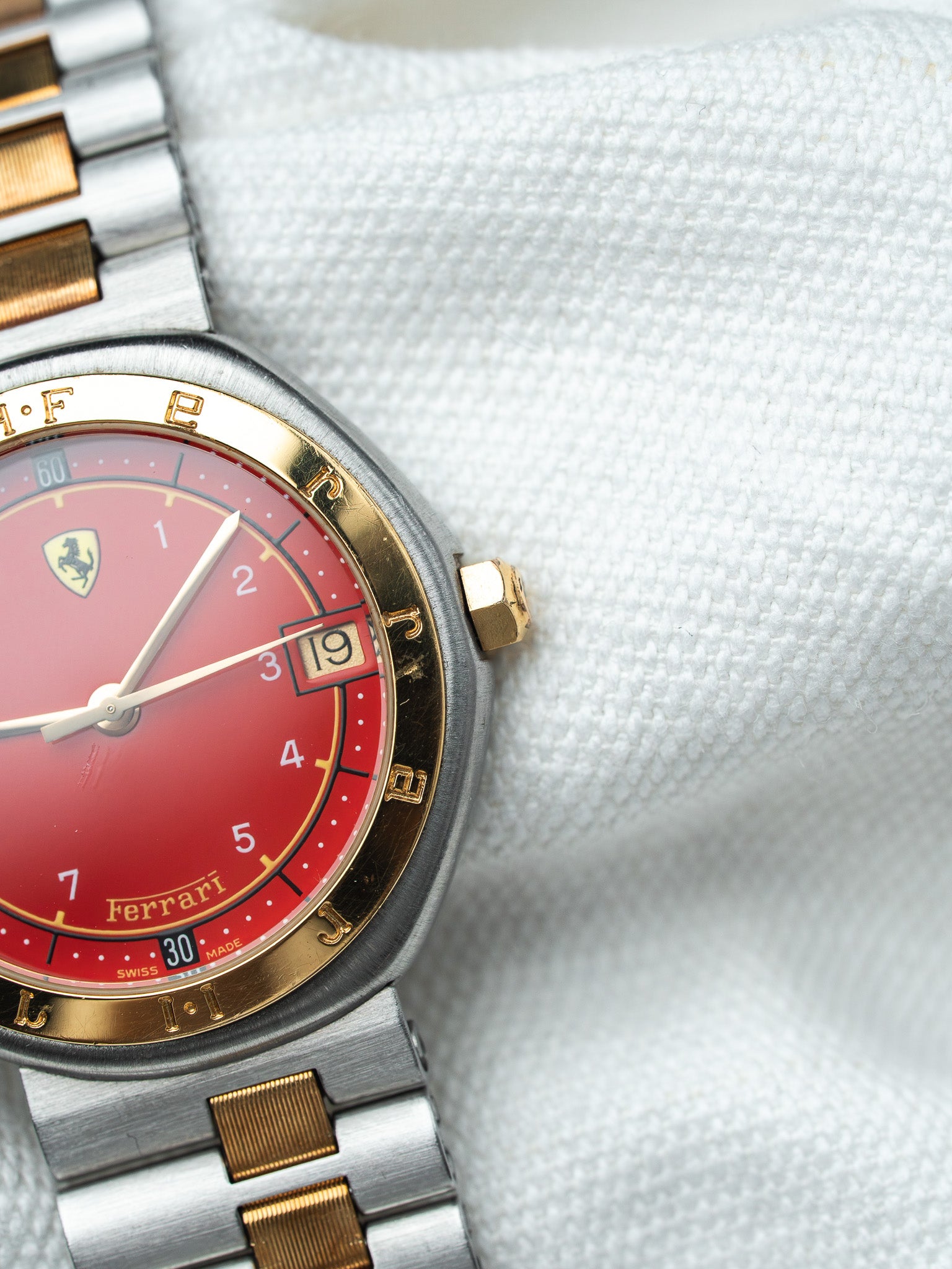 Vintage Ferrari Formula by Cartier Two-Tone — Red Dial (1980s)