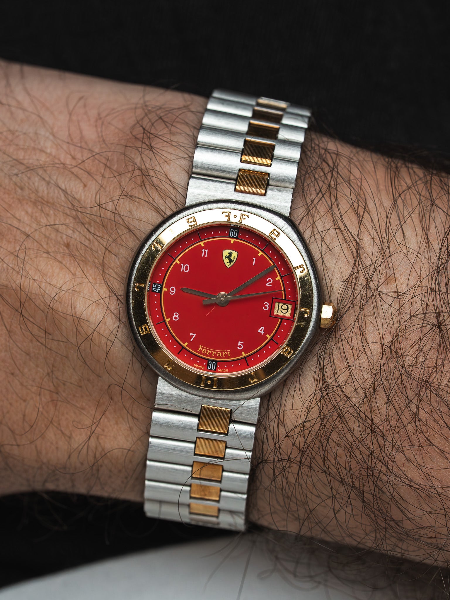 Orologio Ferrari Formula by Cartier bicolore — quadrante rosso (1980s)