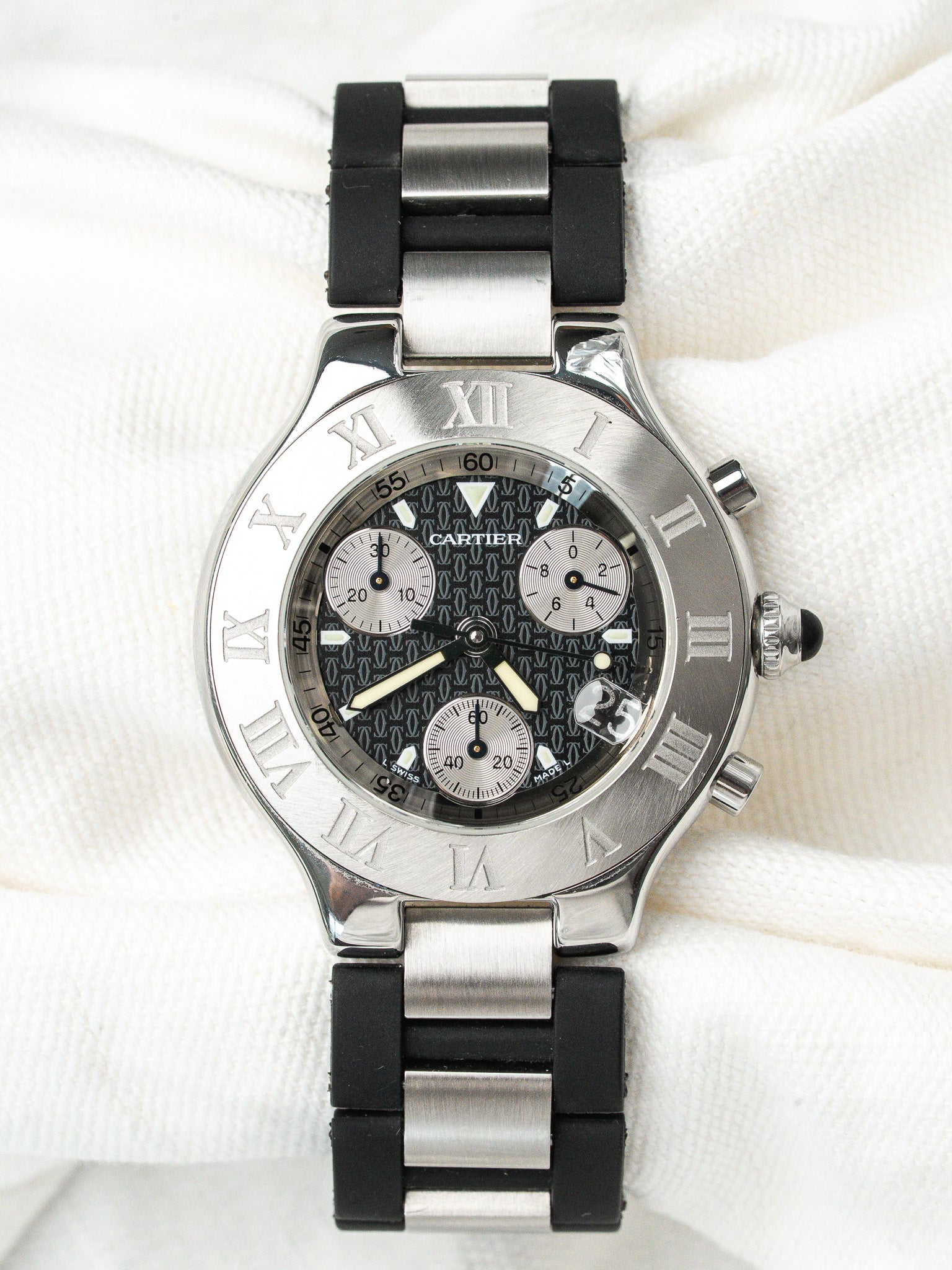 Vintage Cartier Chronoscaph 21 Steel 2424 — Black Dial (2003)