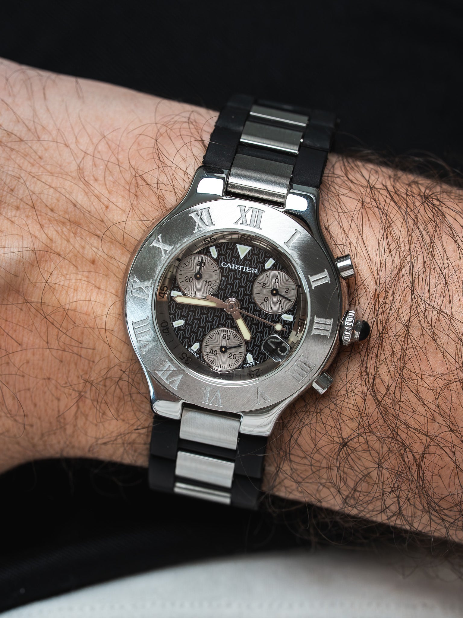 Vintage Cartier Chronoscaph 21 Steel 2424 — Black Dial (2003)