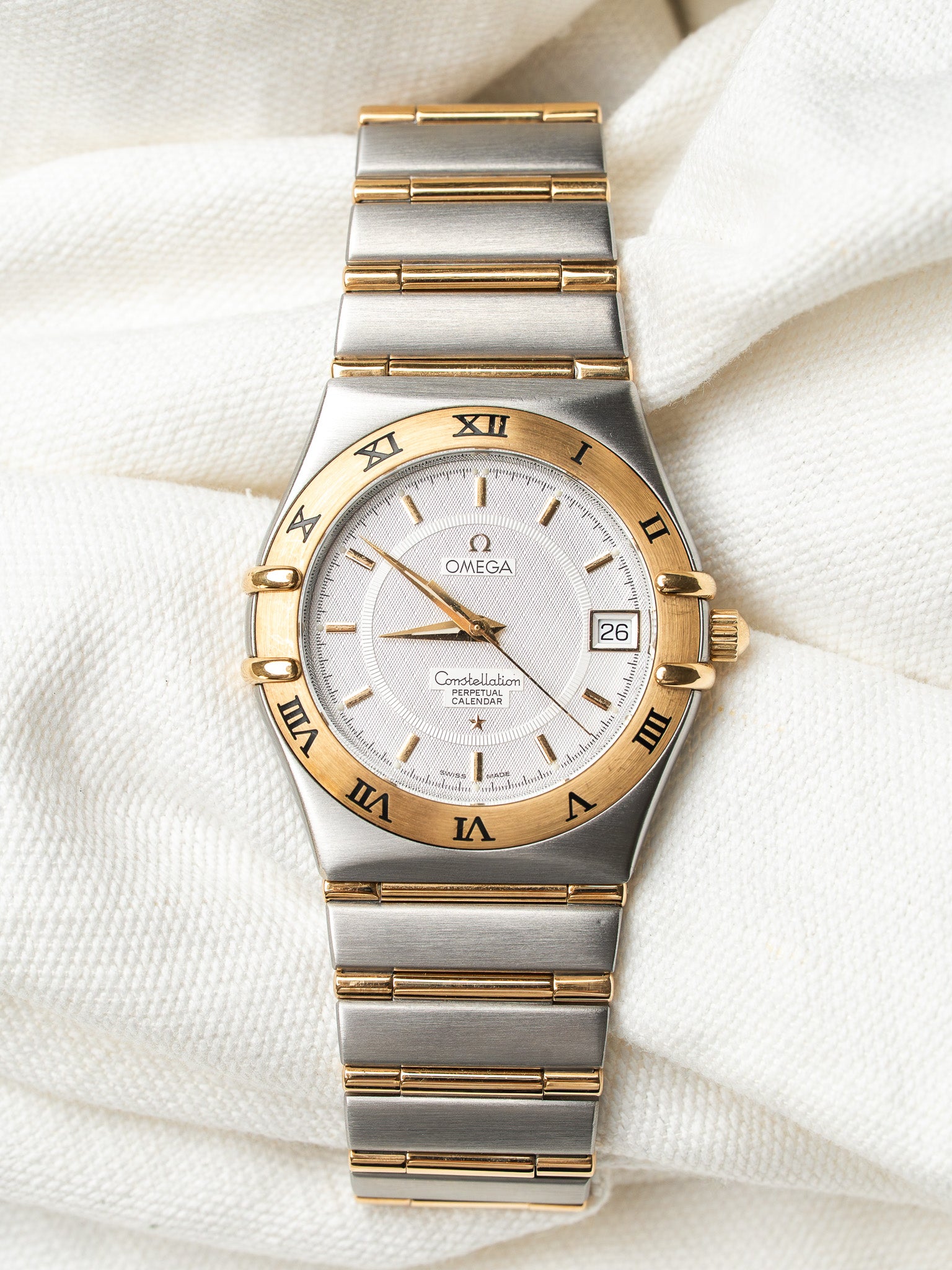 Orologio Omega Constellation Acciaio e oro 18k — Calendario perpetuo 396.1202 (1990s)