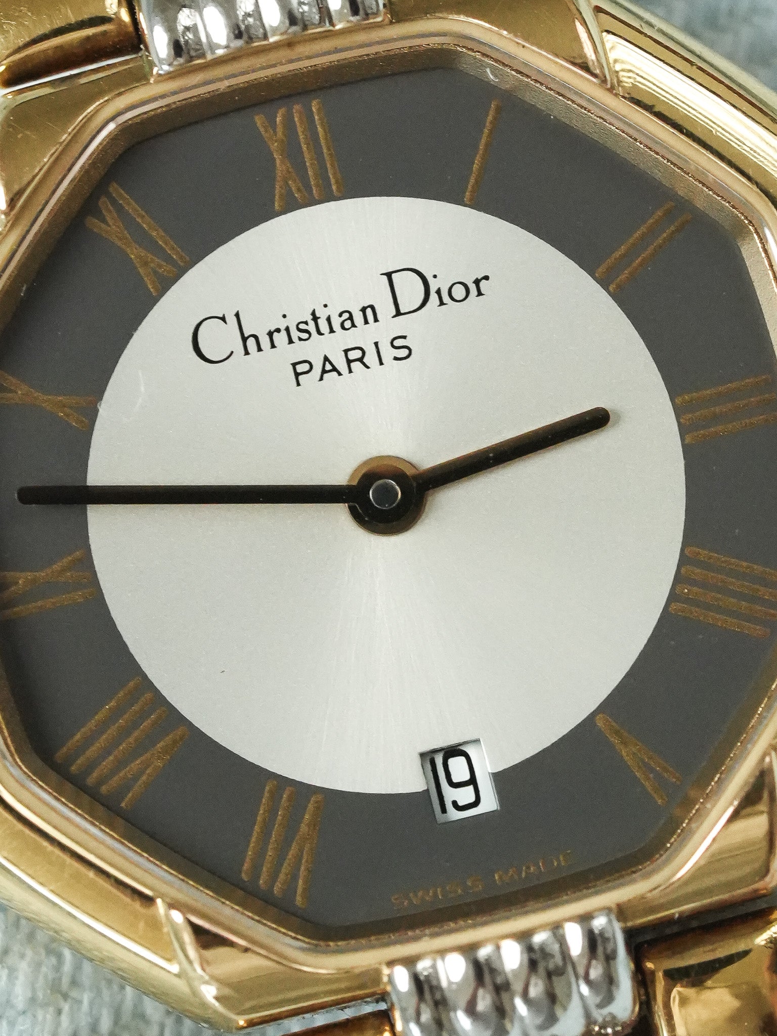 Christian Dior - 48.133 八角形 金 钢 灰色表盘- 1990s
