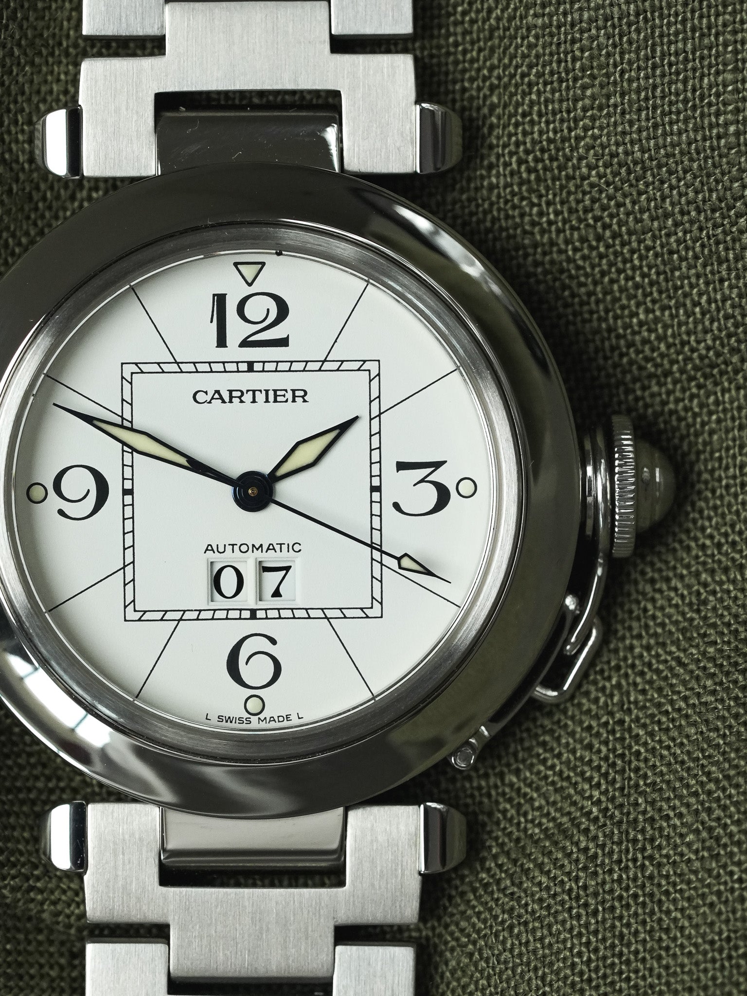 Cartier - Pasha 2475 大日期 白色 钢 35毫米 - 2000年代