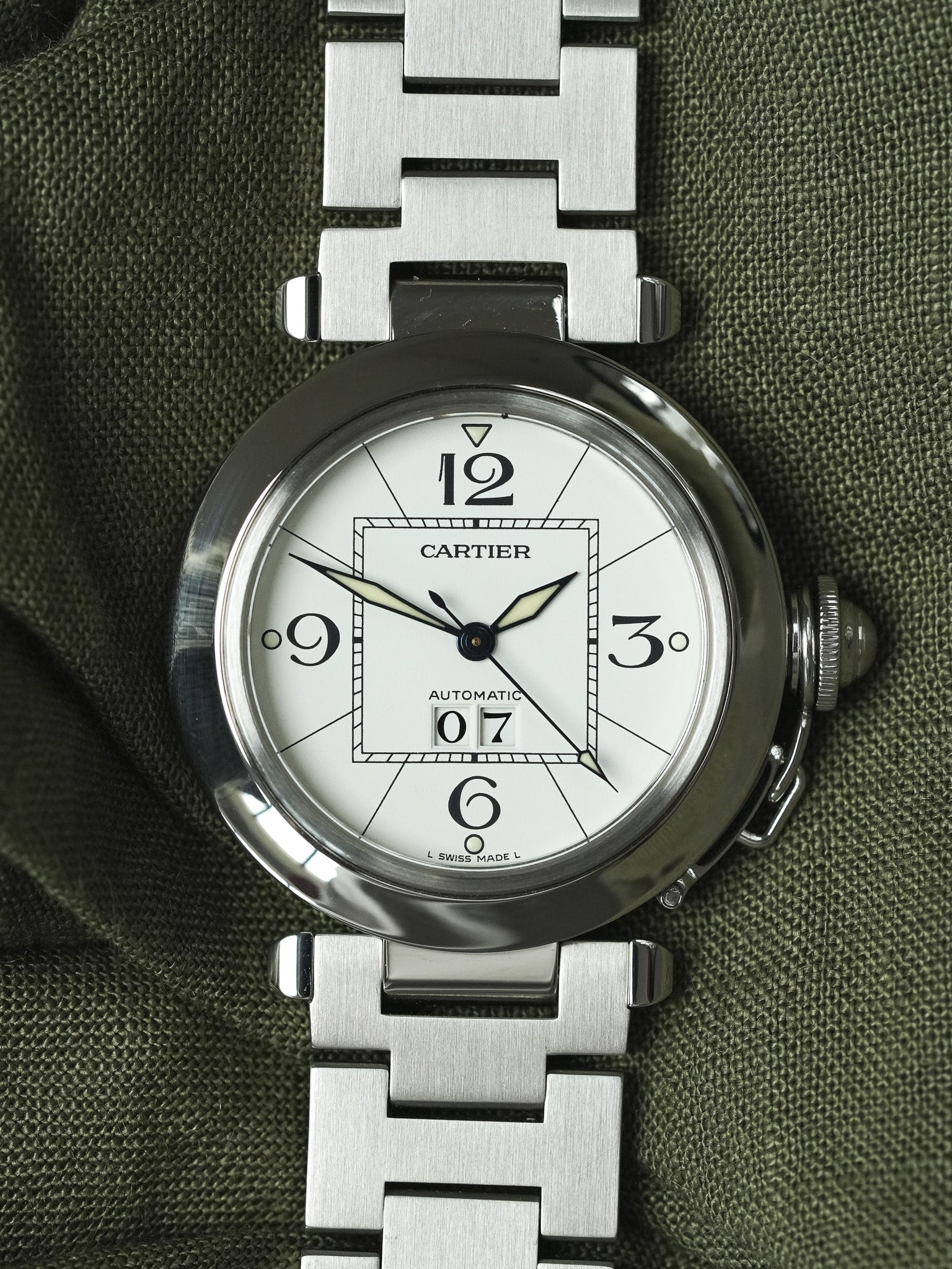 Cartier - Pasha 2475 大日期 白色 钢 35毫米 - 2000年代
