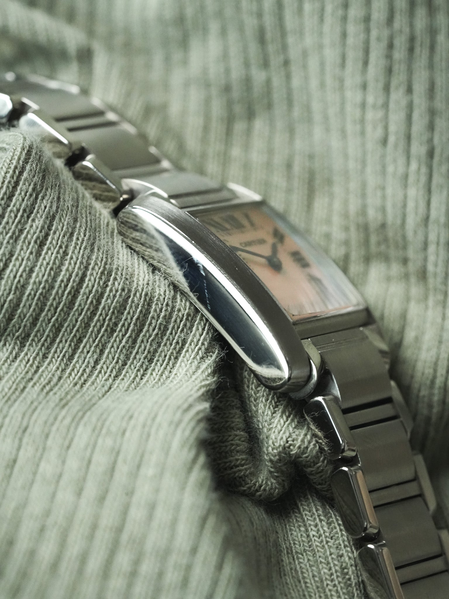 Cartier - Tank 法国 2384 钢 粉红色珍珠母表盘 - 2000年代