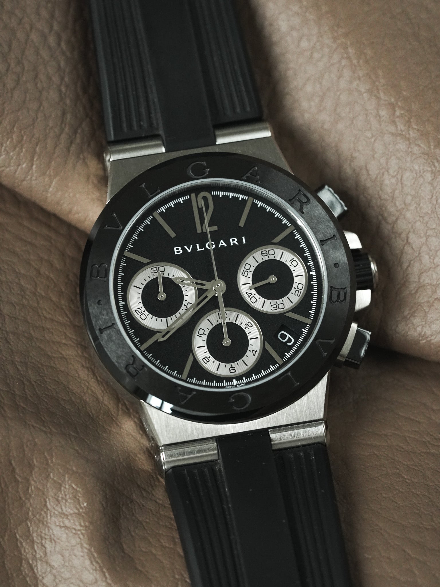 Bvlgari - DG37SCCH Diagono Chronograph Stahl Kautschuk Keramik schwarz - Box & Papiere - 2000er