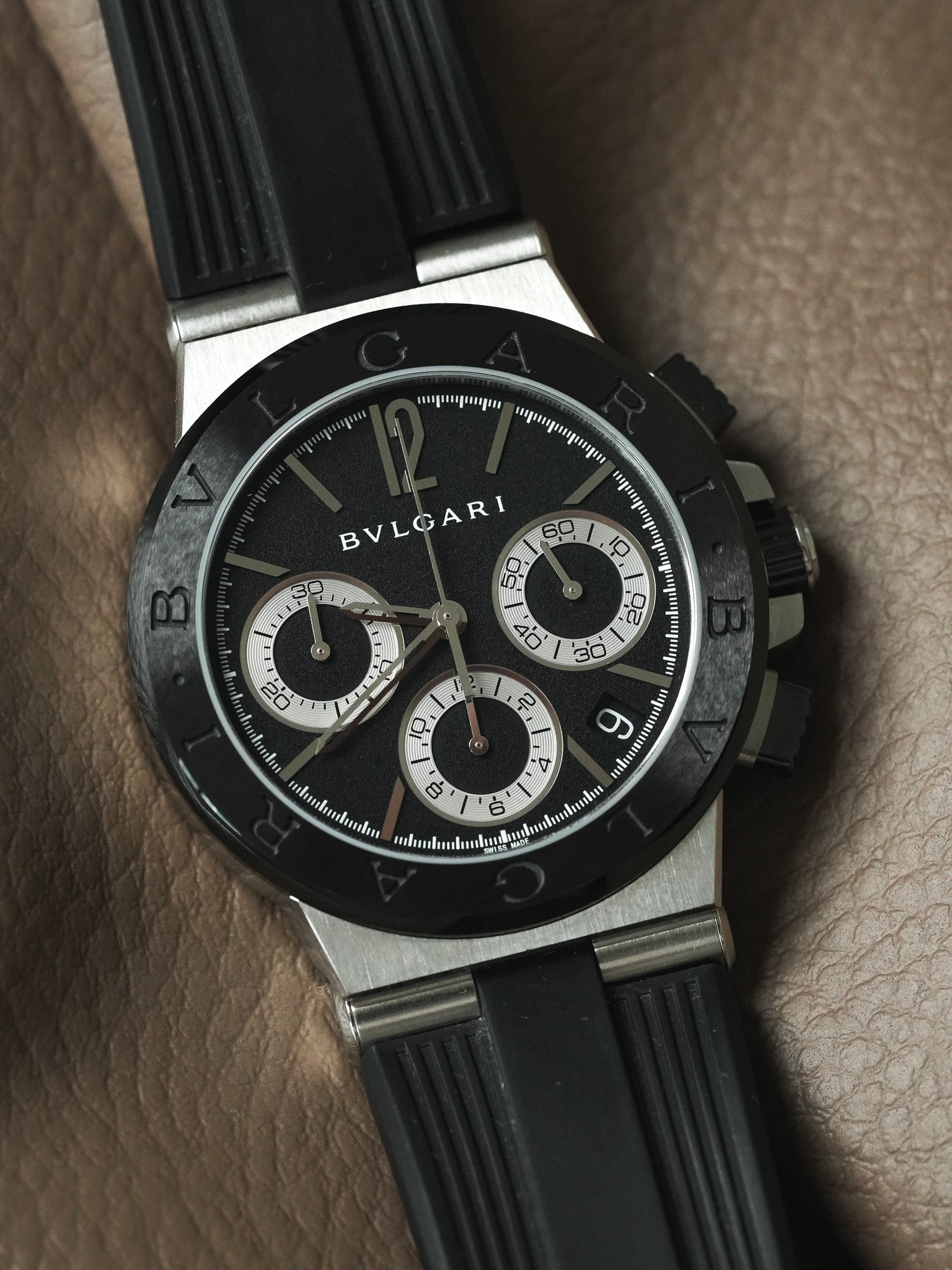 Bvlgari - DG37SCCH Diagono Chronograph Stahl Kautschuk Keramik schwarz - Box & Papiere - 2000er