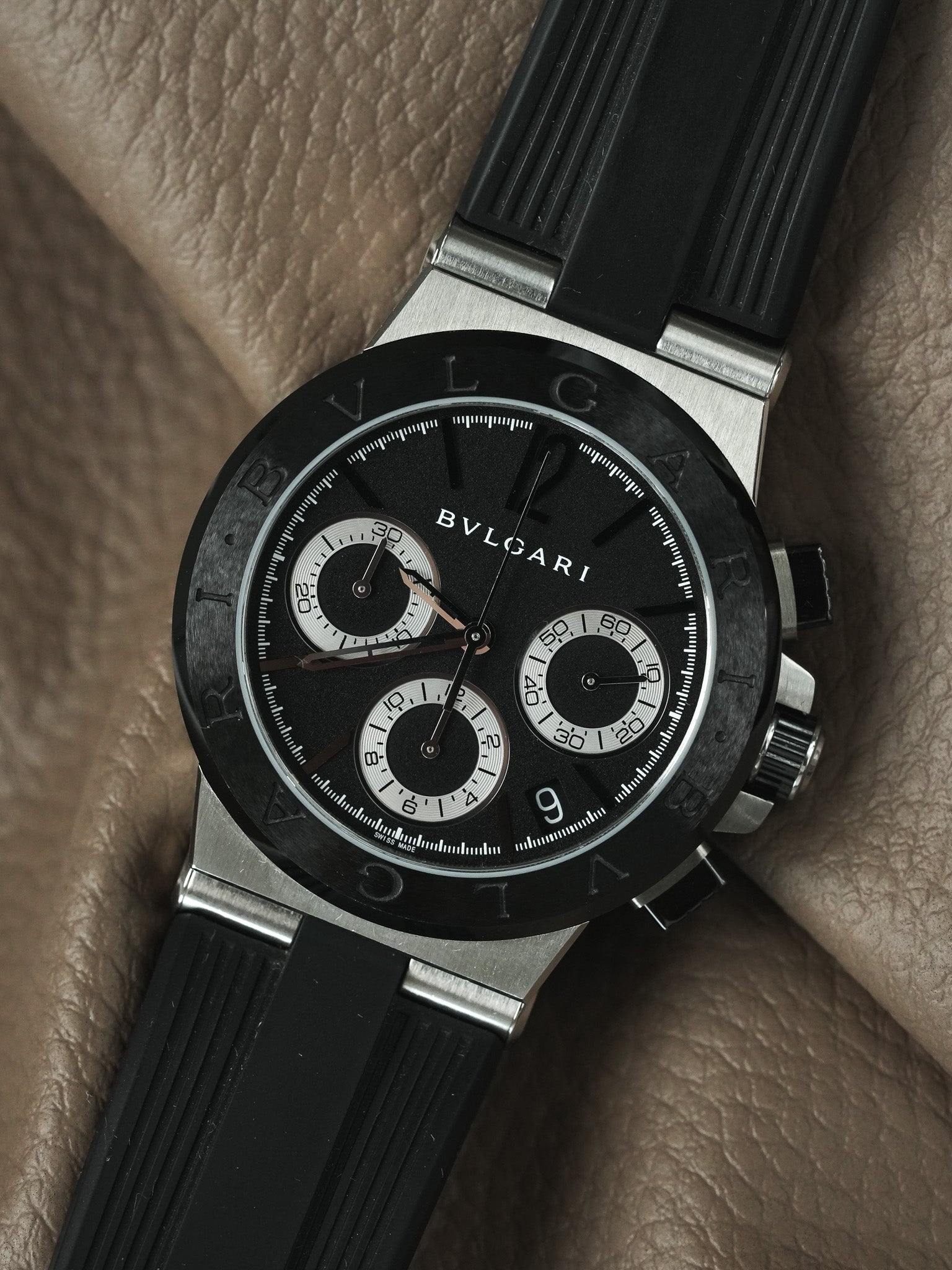 Bvlgari - DG37SCCH Diagono Chronograph Stahl Kautschuk Keramik schwarz - Box & Papiere - 2000er