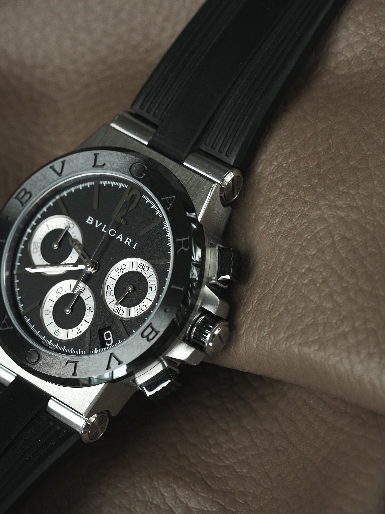 Bvlgari - DG37SCCH Diagono Chronograph Stahl Kautschuk Keramik schwarz - Box & Papiere - 2000er