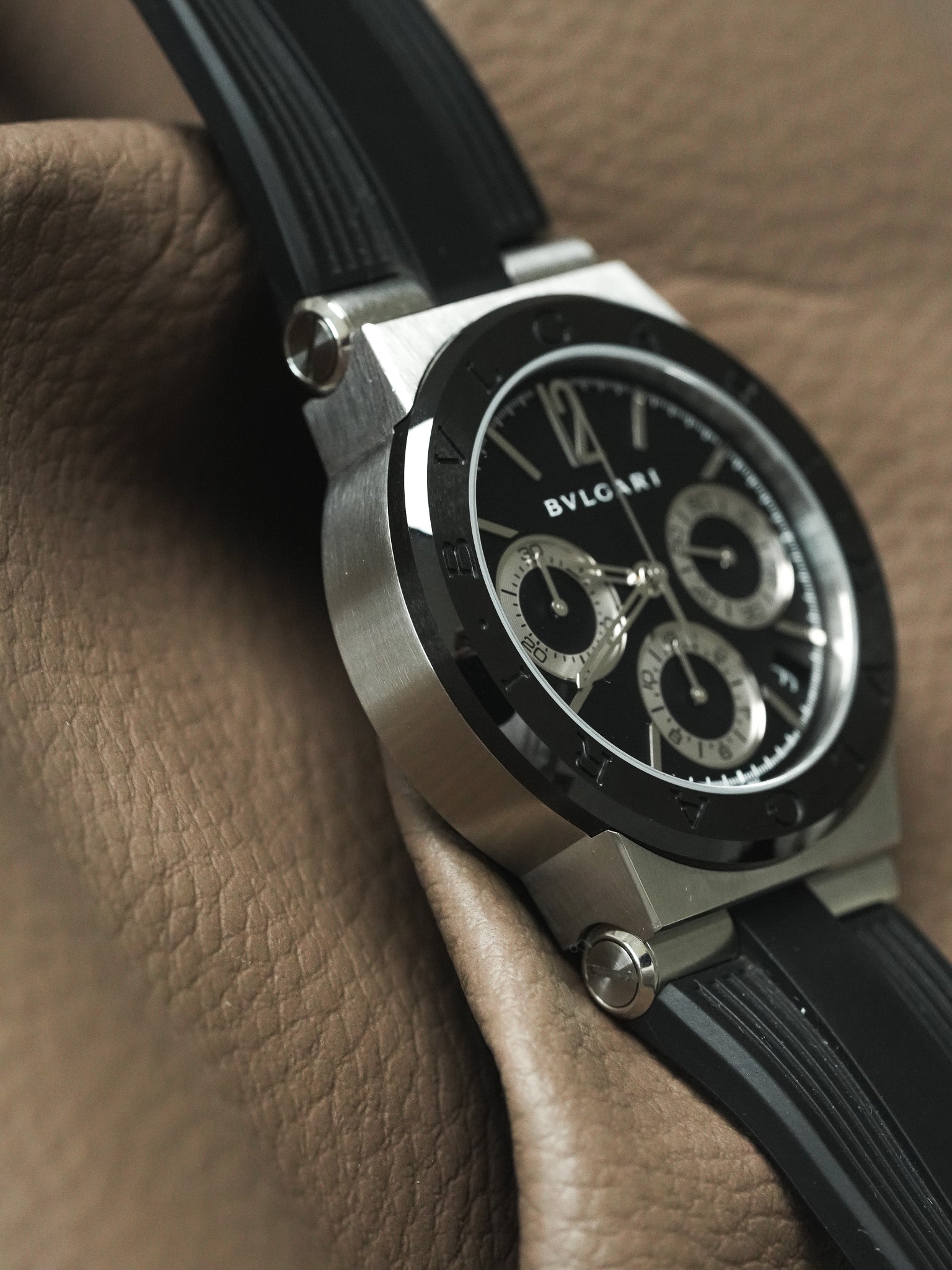 Bvlgari - DG37SCCH Diagono Chronograph Stahl Kautschuk Keramik schwarz - Box & Papiere - 2000er