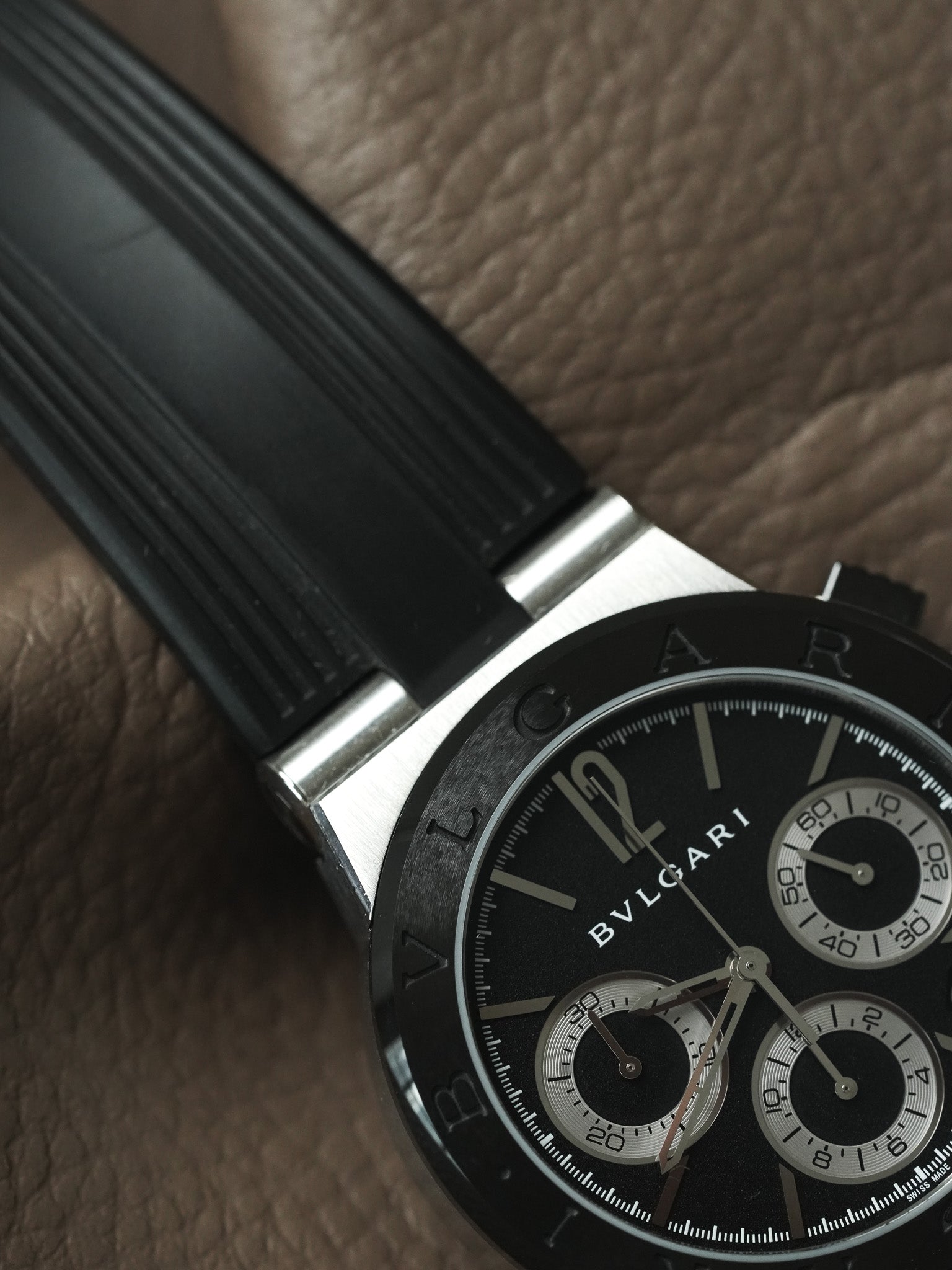 Bvlgari - DG37SCCH Diagono Chronograph Stahl Kautschuk Keramik schwarz - Box & Papiere - 2000er