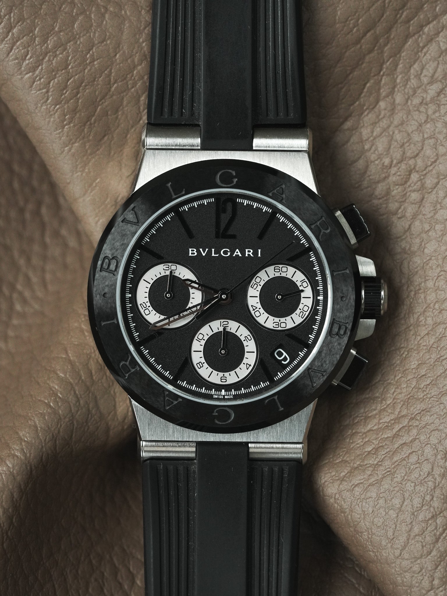 Bvlgari - DG37SCCH Diagono Chronograph Stahl Kautschuk Keramik schwarz - Box & Papiere - 2000er