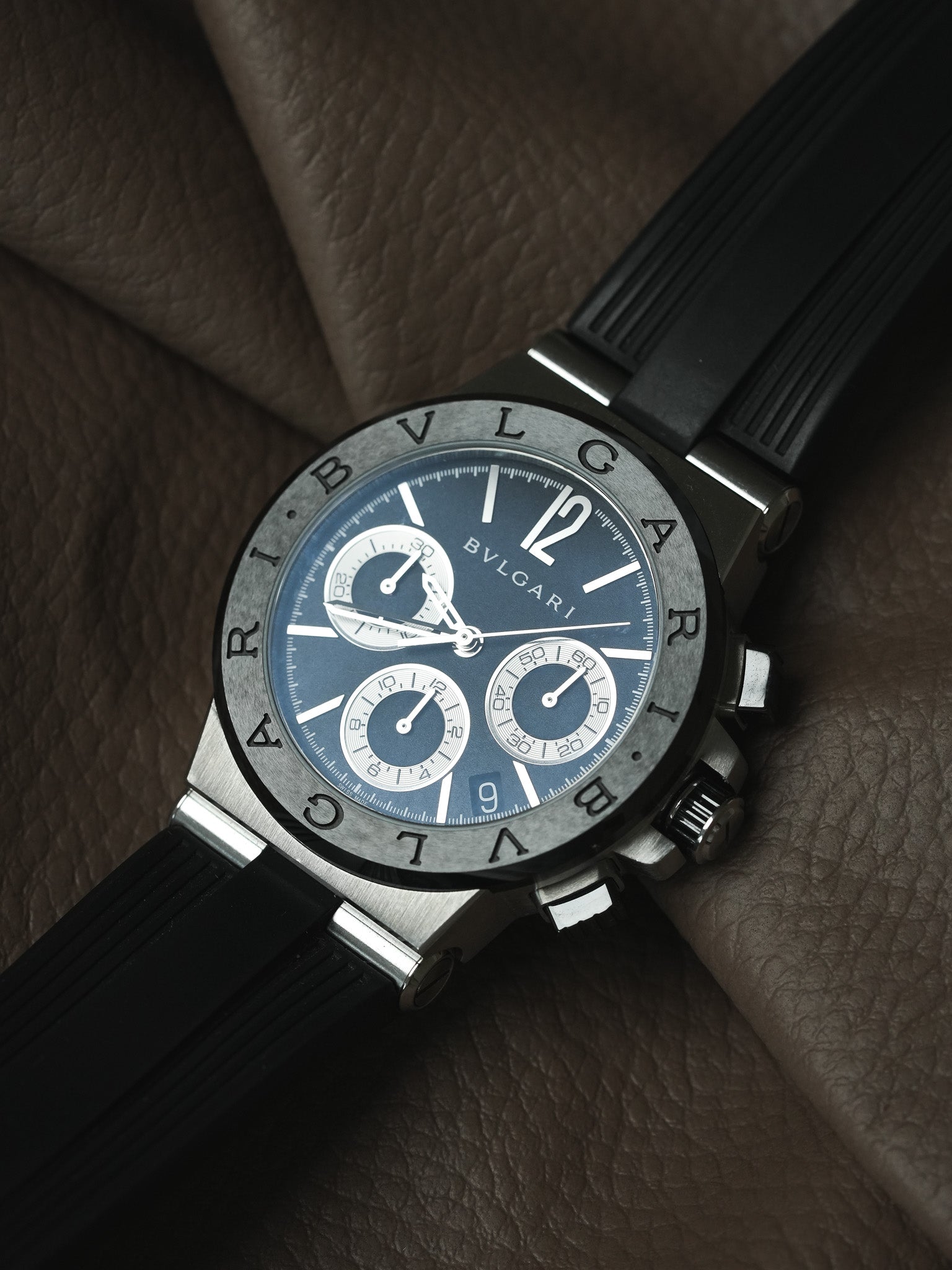 Bvlgari - DG37SCCH Diagono Chronograph Stahl Kautschuk Keramik schwarz - Box & Papiere - 2000er