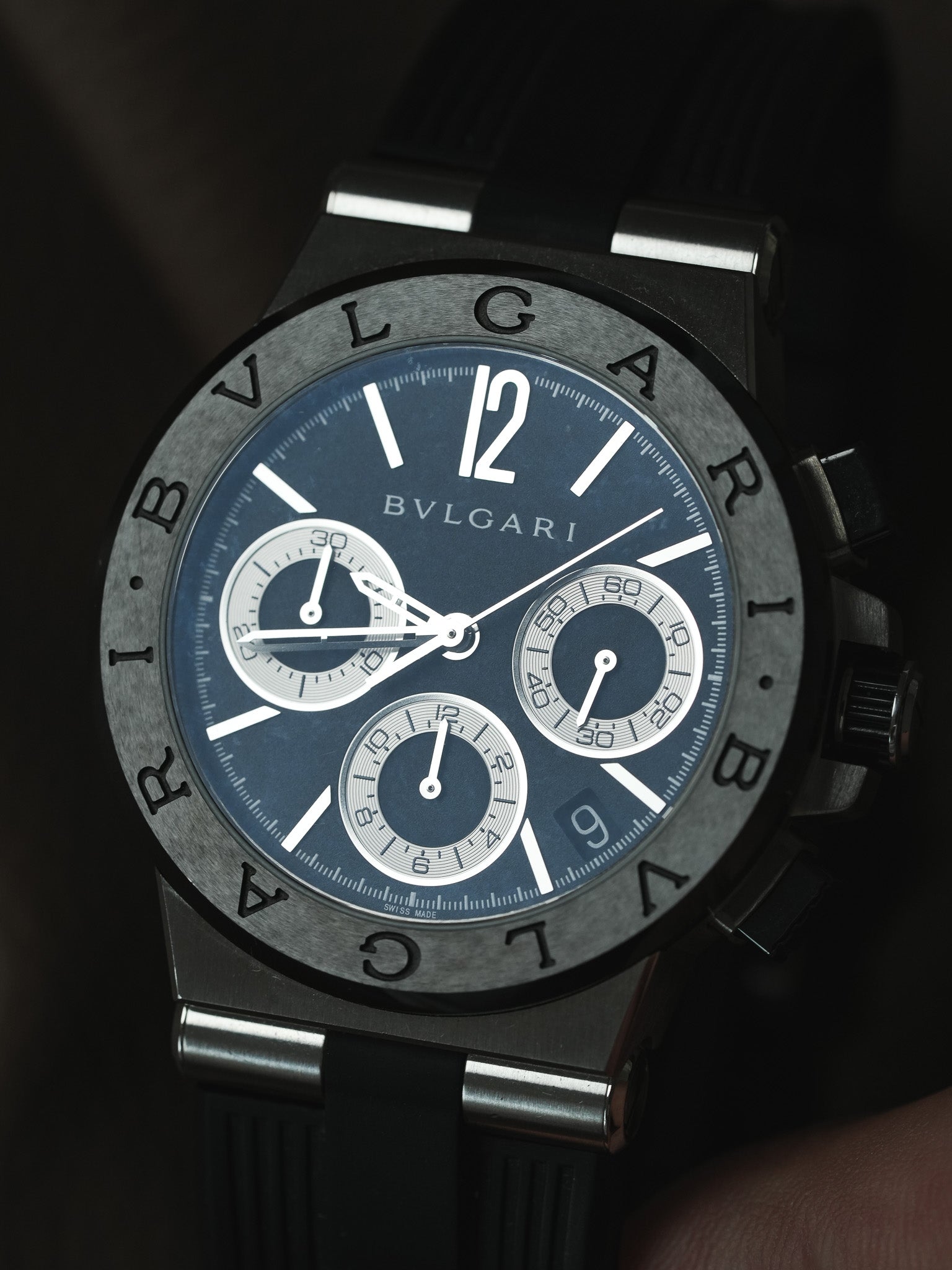 Bvlgari - DG37SCCH Diagono Chronograph Stahl Kautschuk Keramik schwarz - Box & Papiere - 2000er