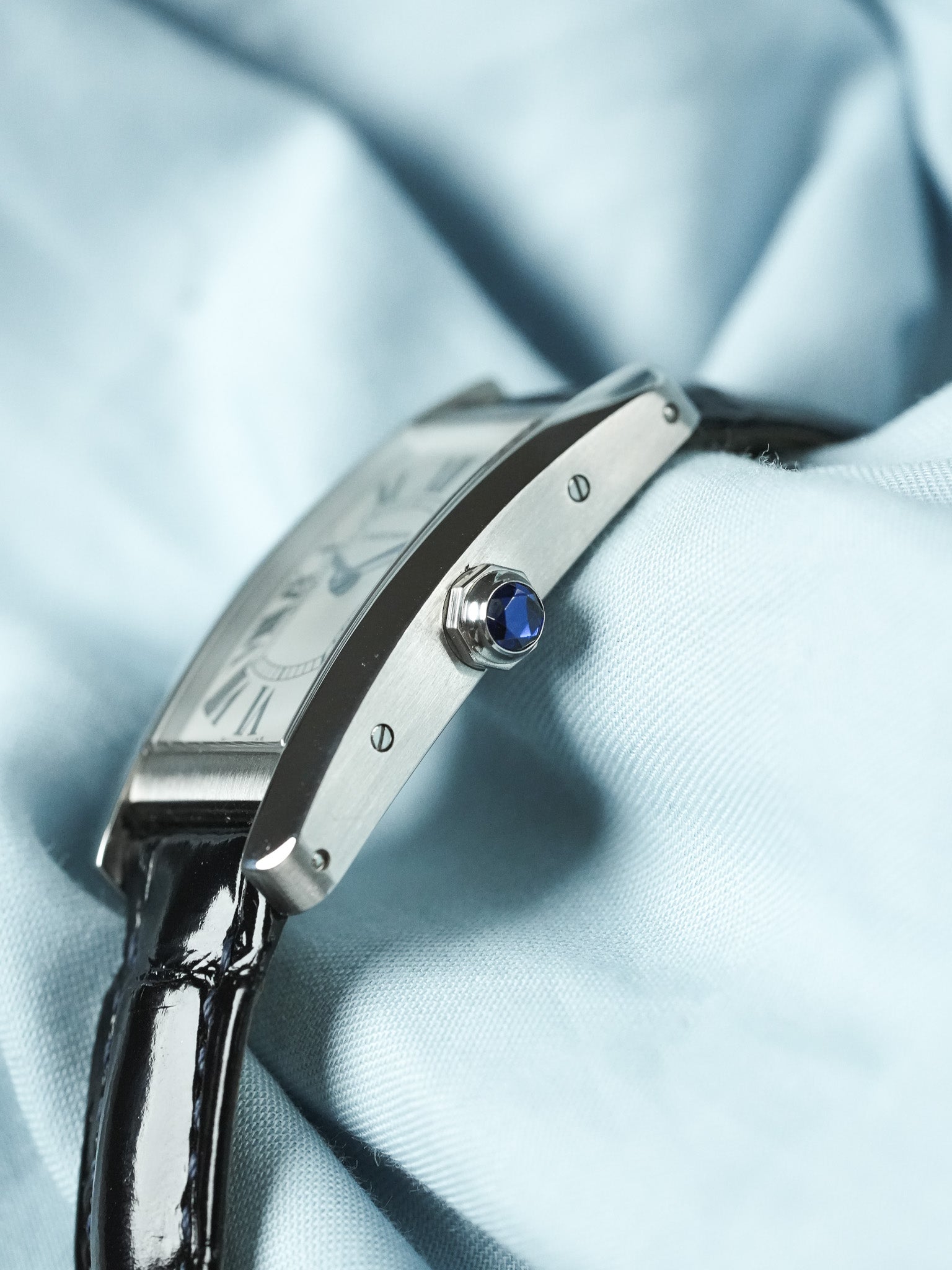 Cartier - Tank Américaine 3970 Acier Quartz Cuir bleu - 2010s